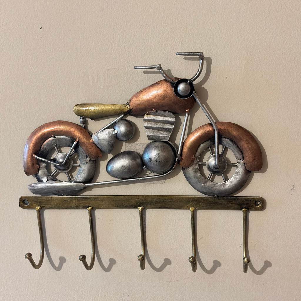 Handcrafted Vintage Bike Key Holder – Rustic Metal Motorcycle Wall Hook for Home Decor & Gifting | Gulabi Craft