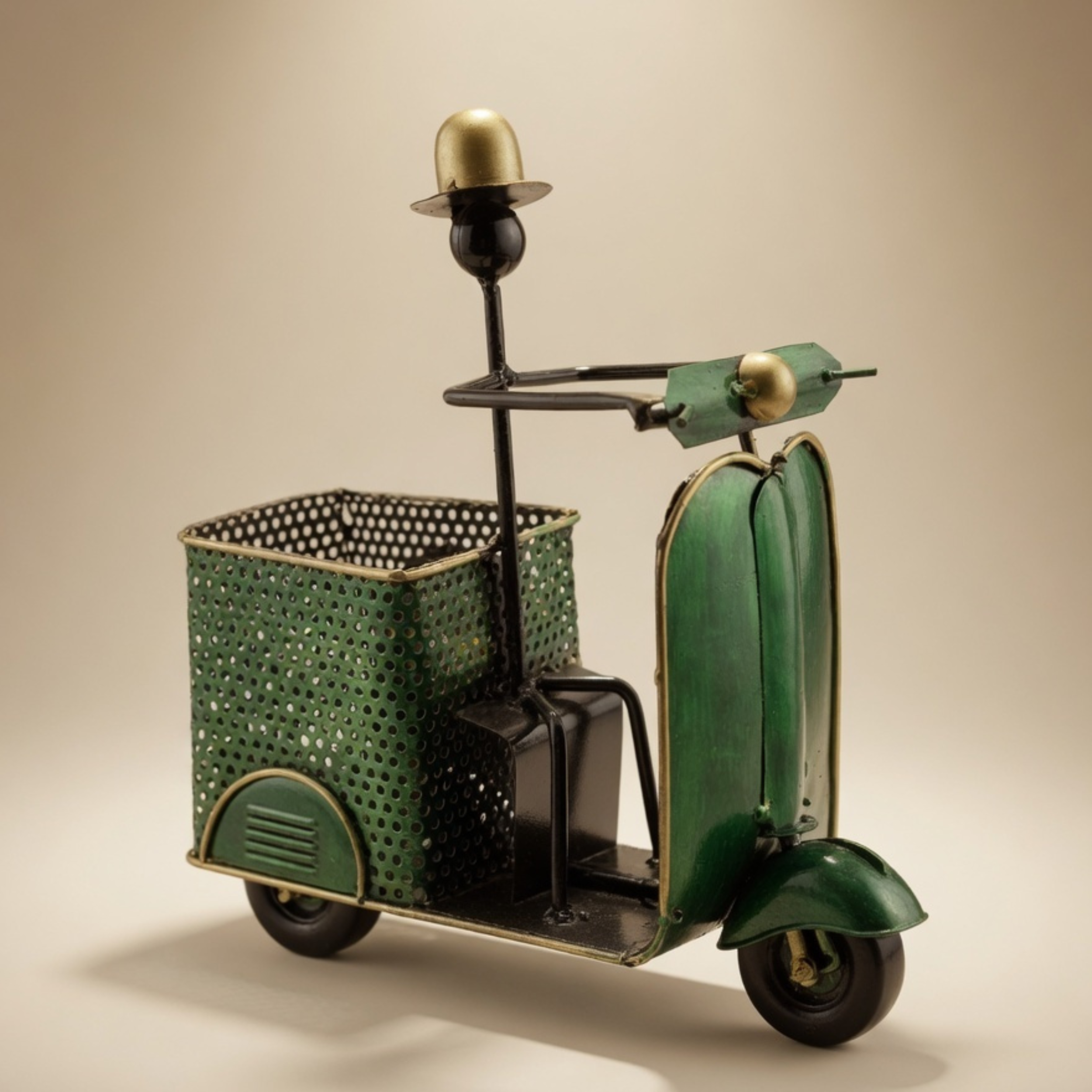 Handmade Metal Scooter Table Clock – Vintage Home Decor