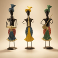 Handcrafted Metal Tribal Musician Figurines Set | Ethnic Home Decor Showpiece