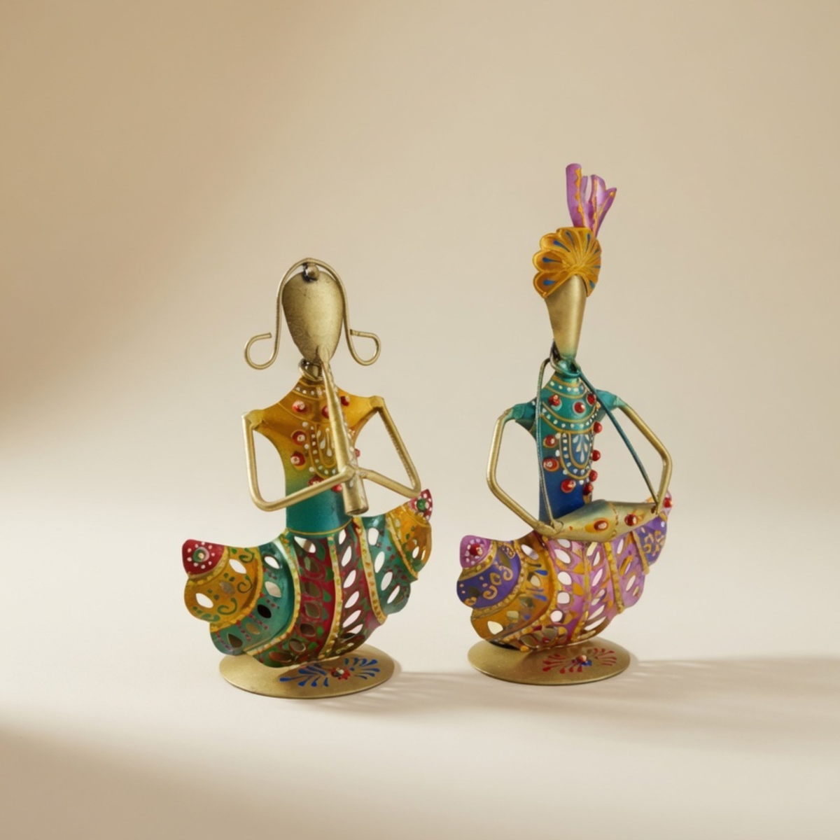 Handmade Metal Musician Figurine Set – Traditional Home Decor