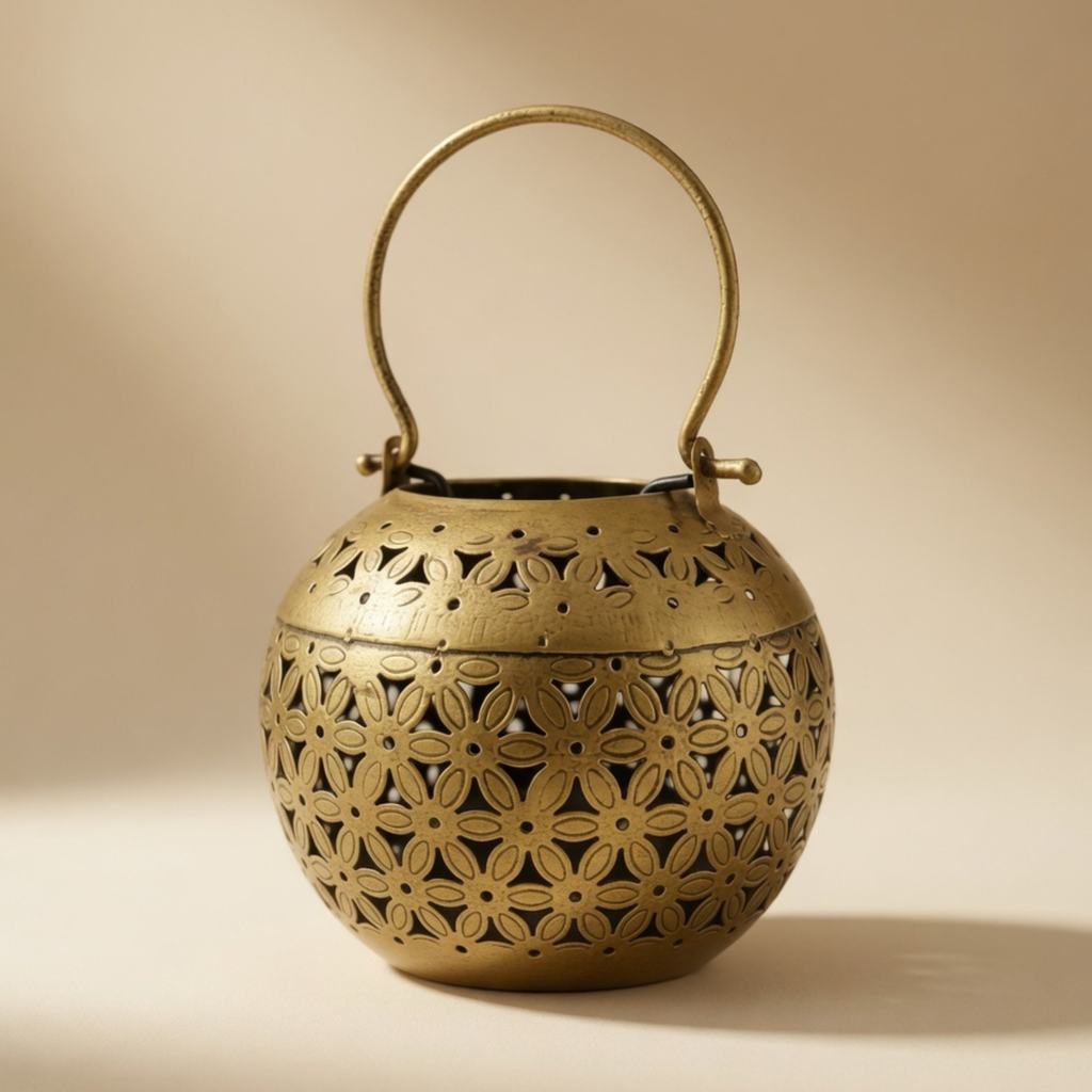 Handcrafted Candle Lotta Lantern – Vintage Metal Hanging Tea Light Holder Home Decor | Gulabi Craft