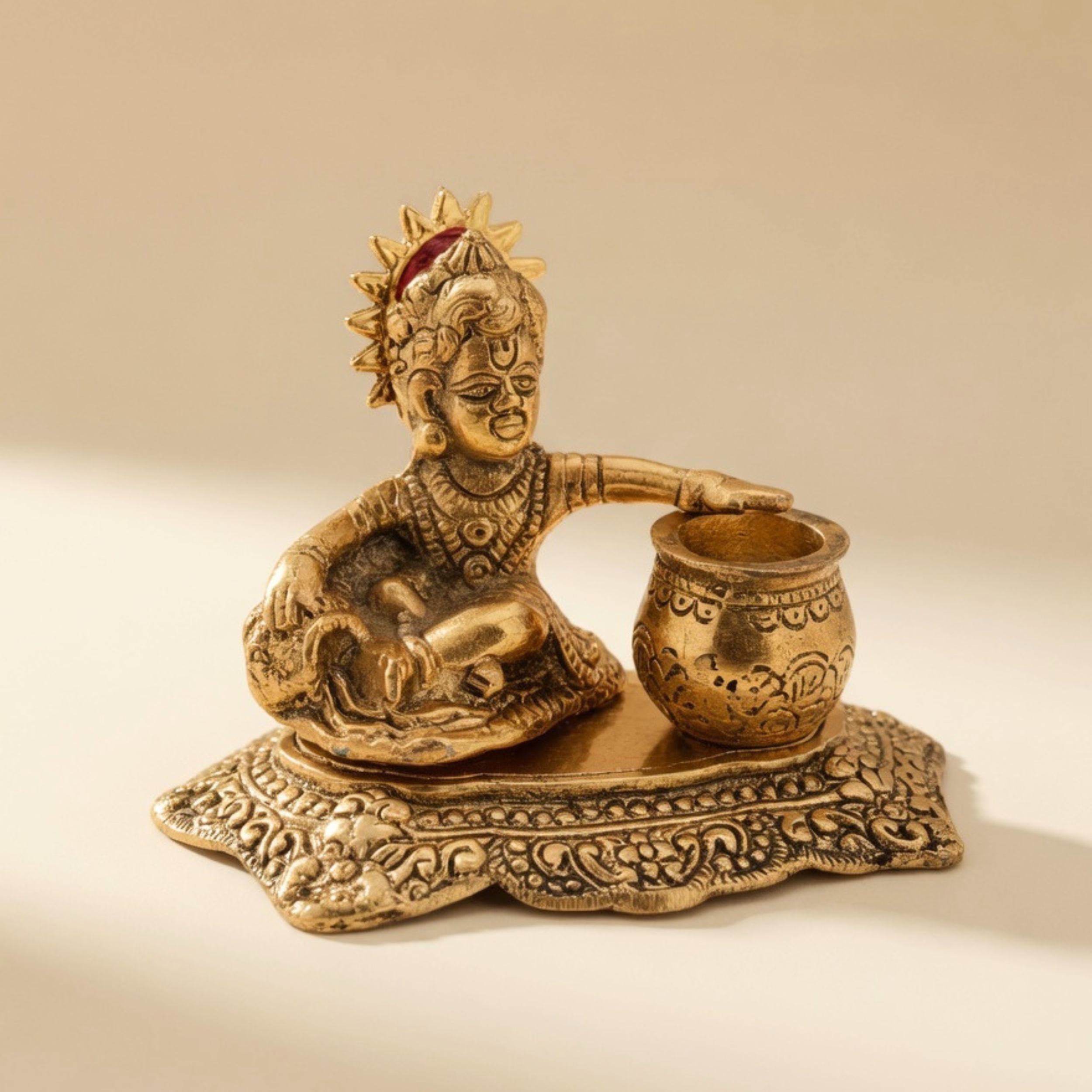 Handcrafted Matka Gopal Idol – Antique Gold Laddu Gopal Krishna for Pooja Room &Premium Gifting | Gulabi Craft