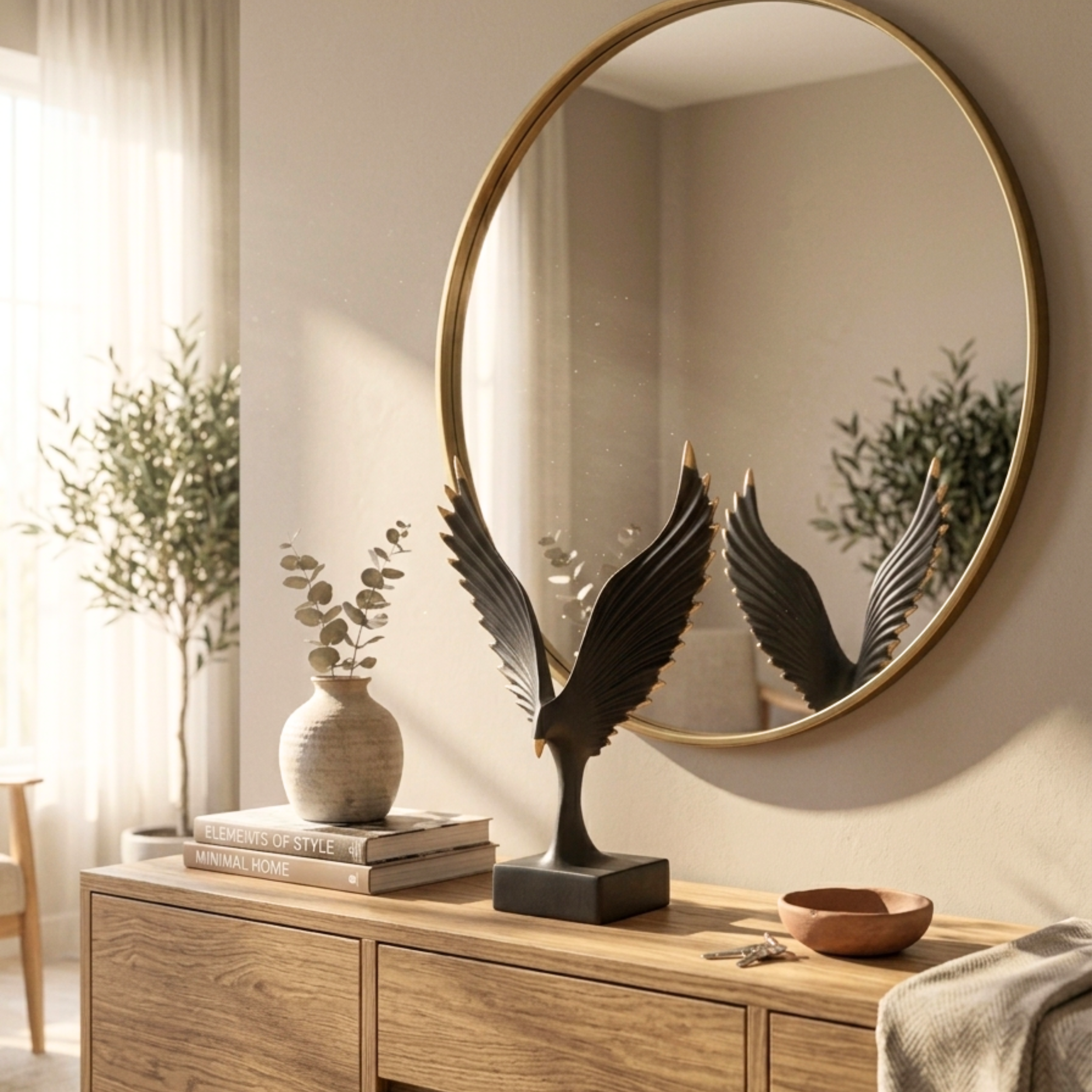 Modern Eagle Sculpture Showpiece – Luxury Resin Home Decor Accent