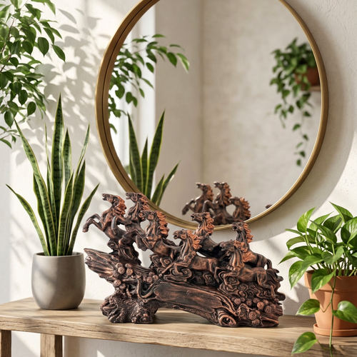 7 Running Horses Showpiece – Antique Bronze Vastu Table Decor for Success & Gifting | Gulabi Craft