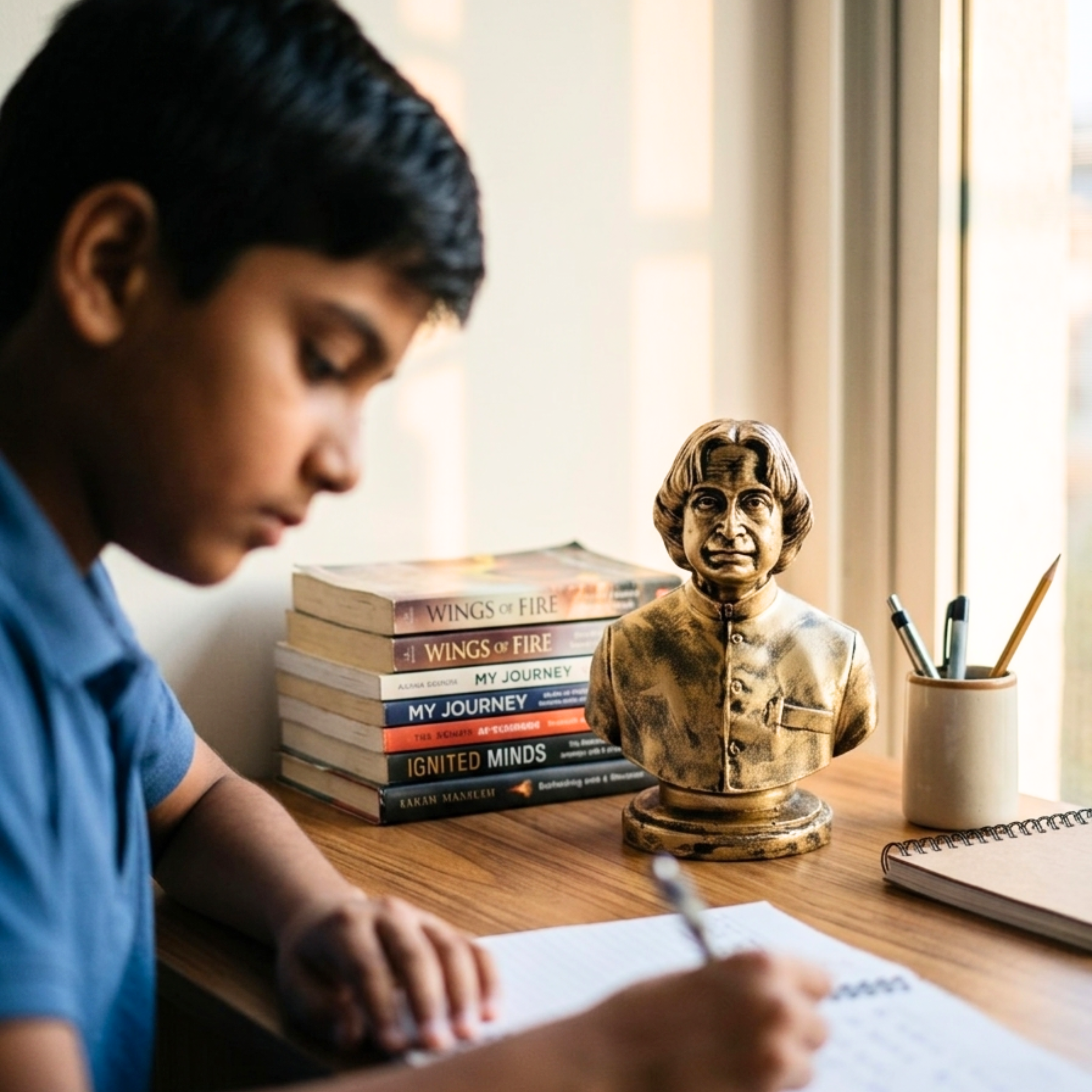 Handcrafted APJ Abdul Kalam Bust Statue - Antique Gold Finish Home & Office Table Decor by Gulabi Craft