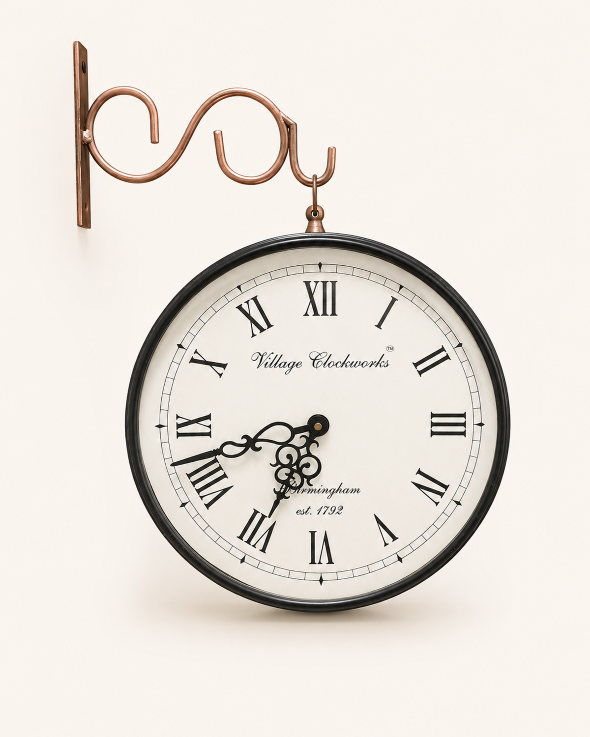 10 Inch Double Face Retro Wall Clock | Antique Dual Roman Numeral Metal Silent Station Clock for Living Room | Gulabi Craft