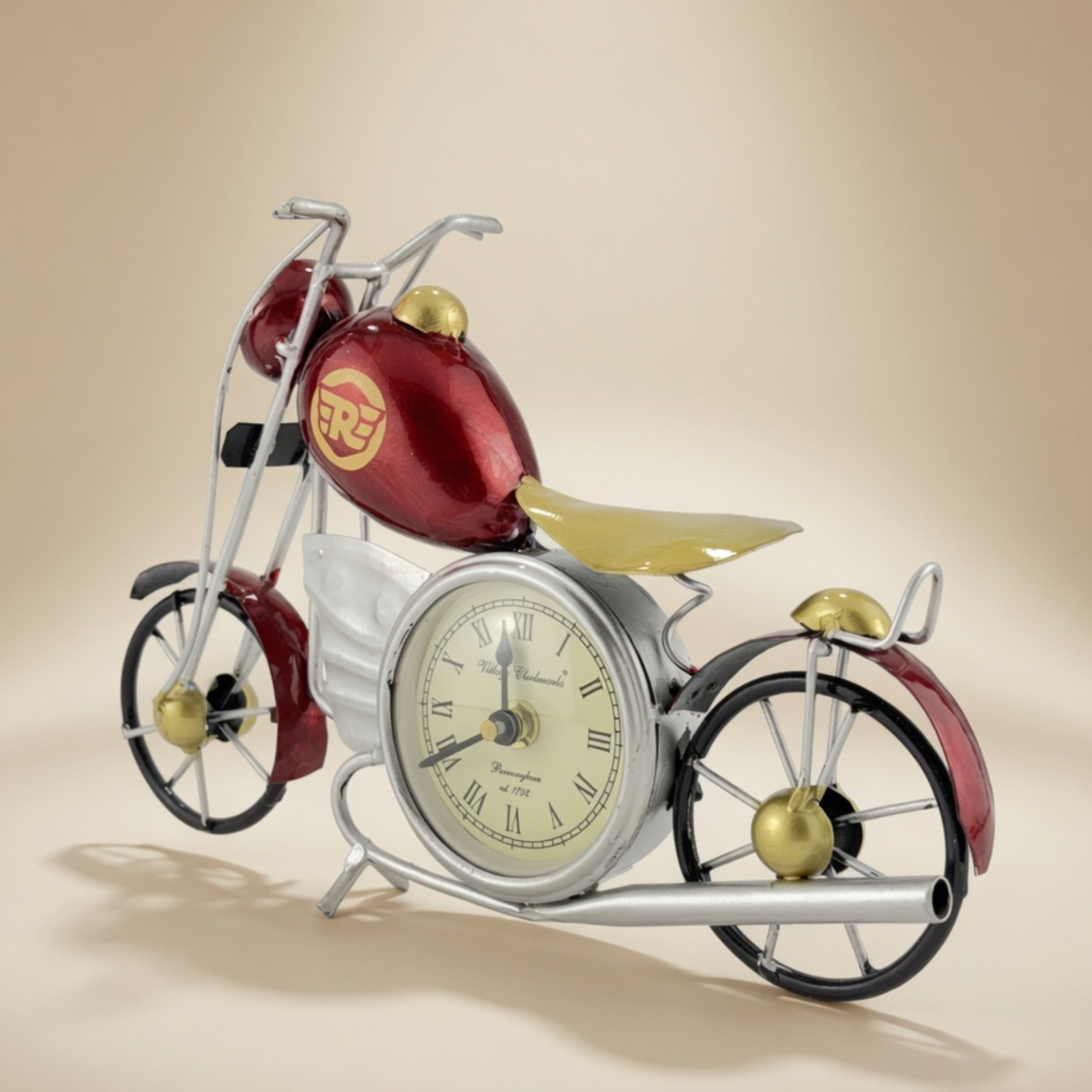 Handmade Metal Motorcycle Table Clock – Vintage Home Decor