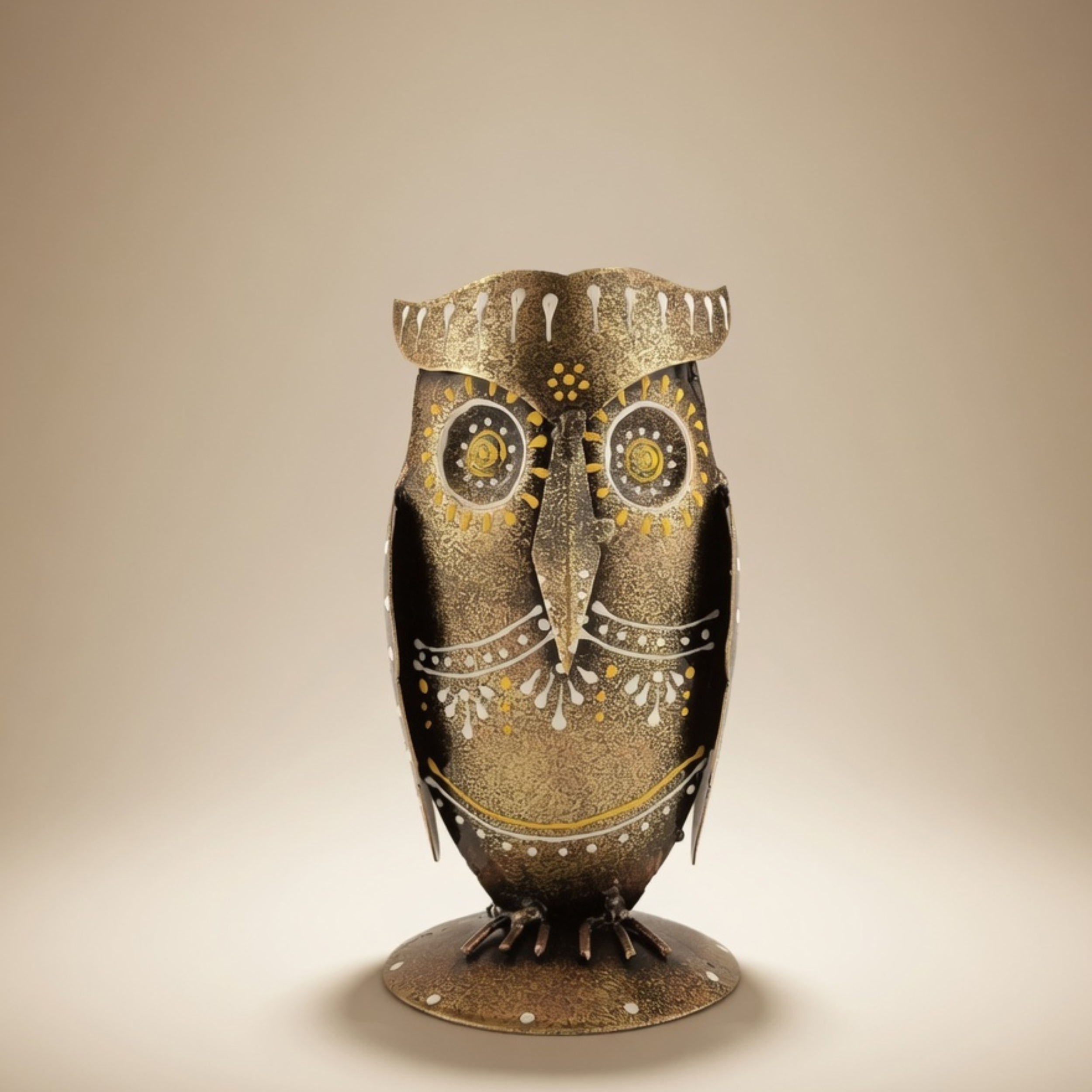 Handmade Metal Owl Pen Stand – Decorative Desk Organizer | Unique Office Decor
