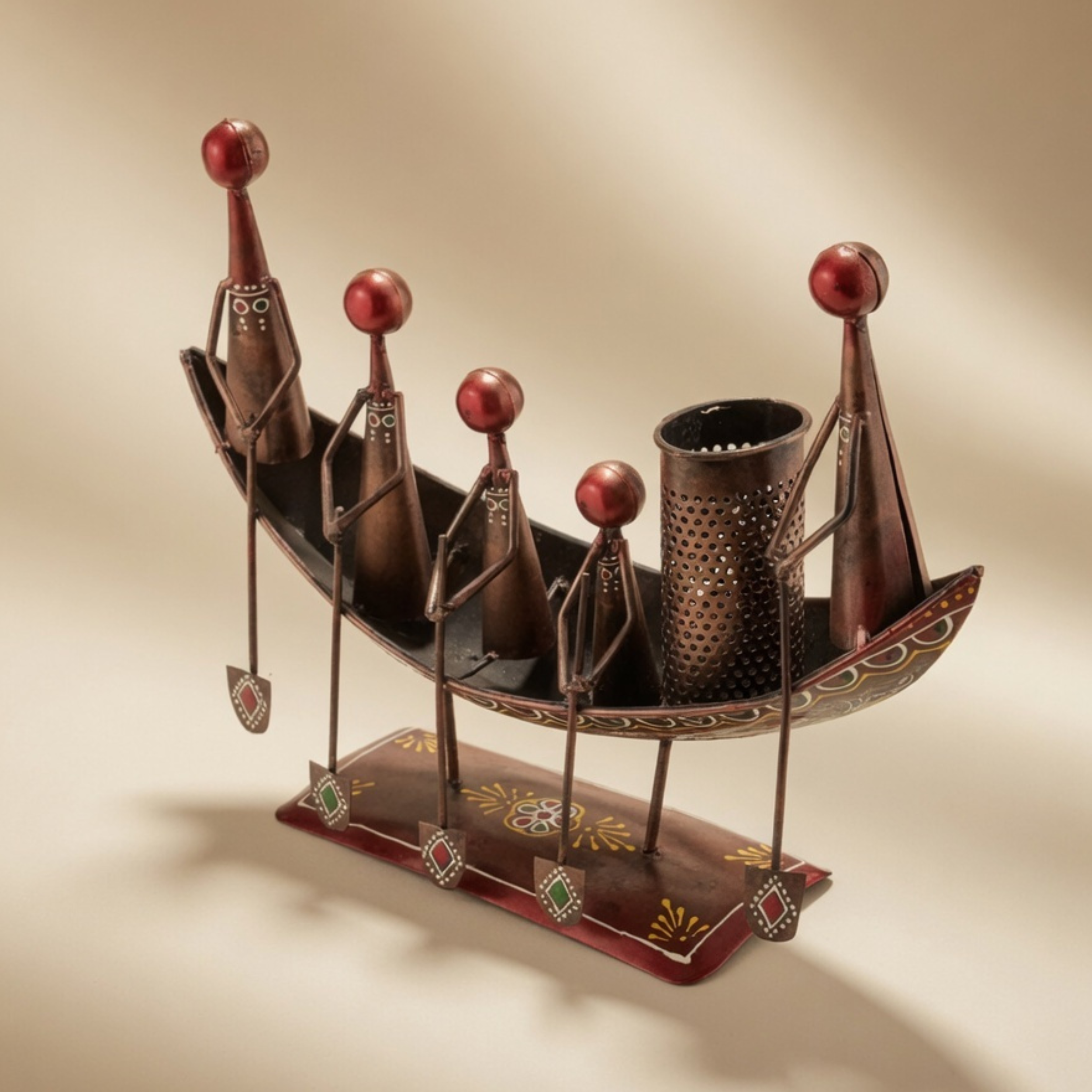 Handmade Metal Tribal Pen Holder – Artistic Desk Organizer Decor