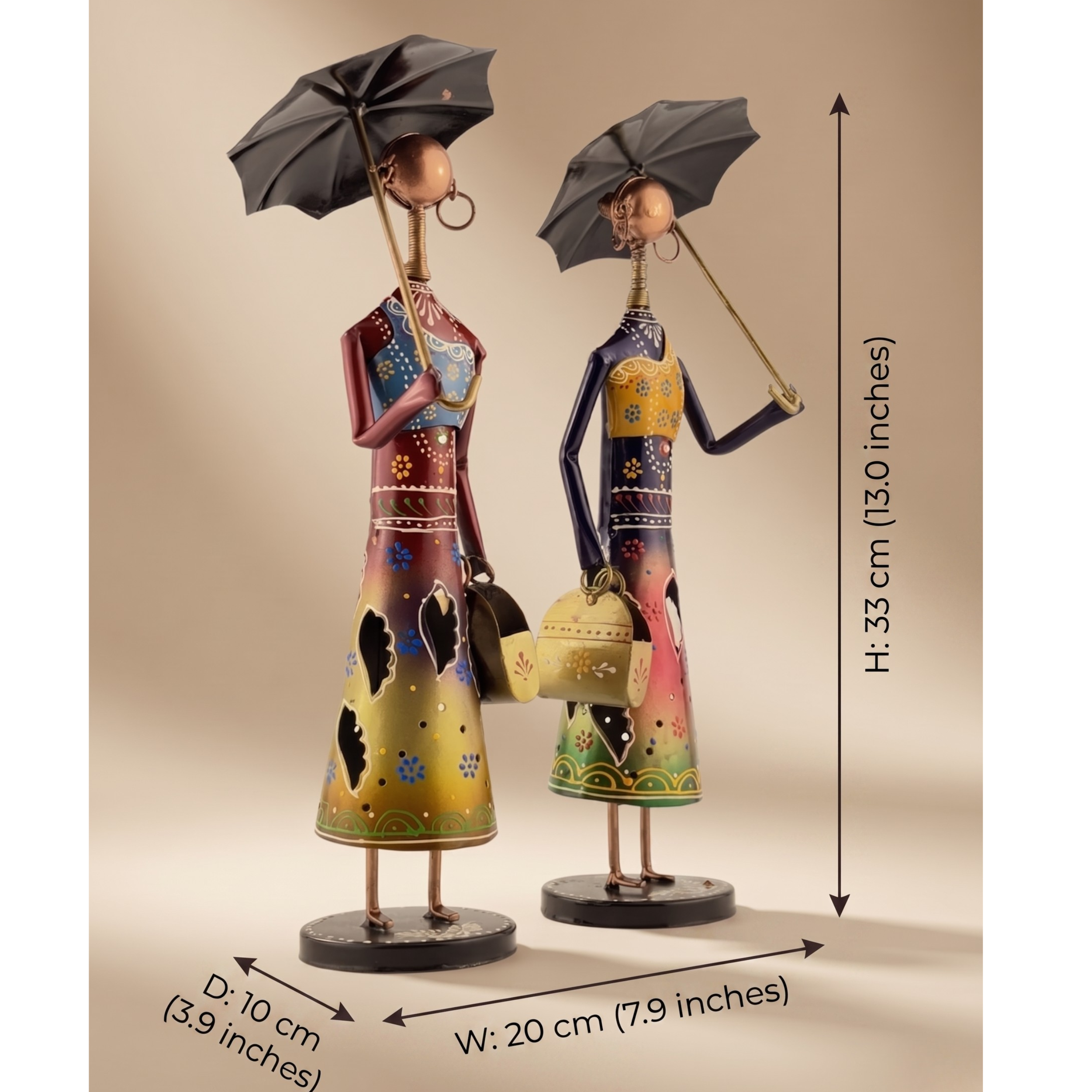 Handmade Metal Couple Showpiece Set – Tribal Home Decor Figurines