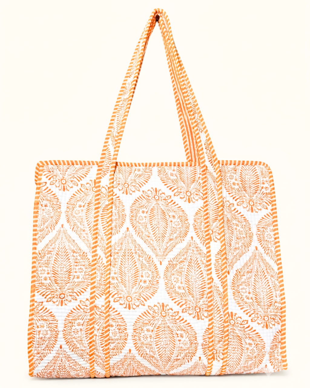 Saffron Leaf Tote Bag & Red Gingham Toiletry Pouch Gift Set | 4-Piece Quilted Cotton Travel Combo