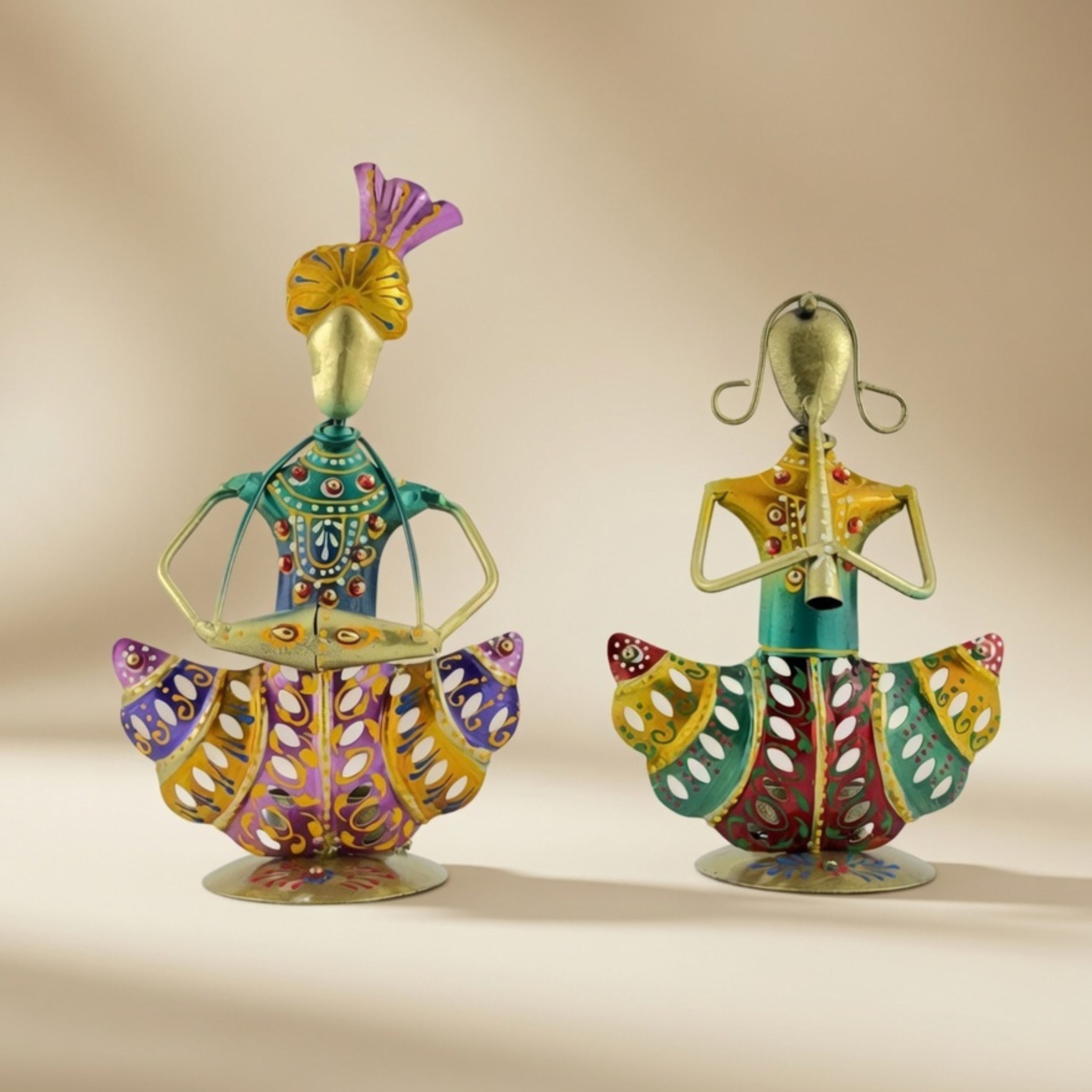 Handmade Metal Musician Figurine Set – Traditional Home Decor