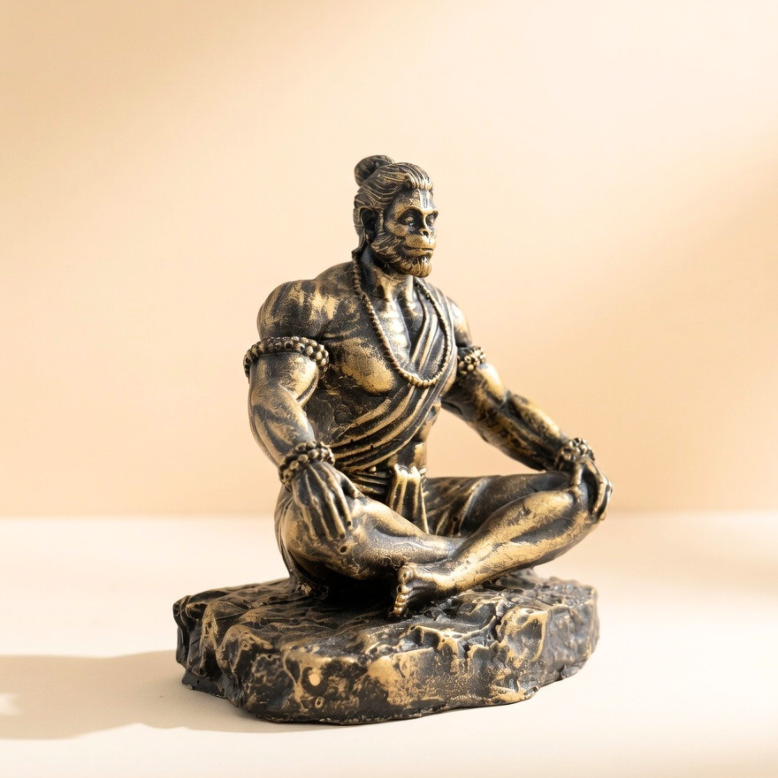 Meditating Hanuman Idol Statue – Spiritual Resin Home Decor