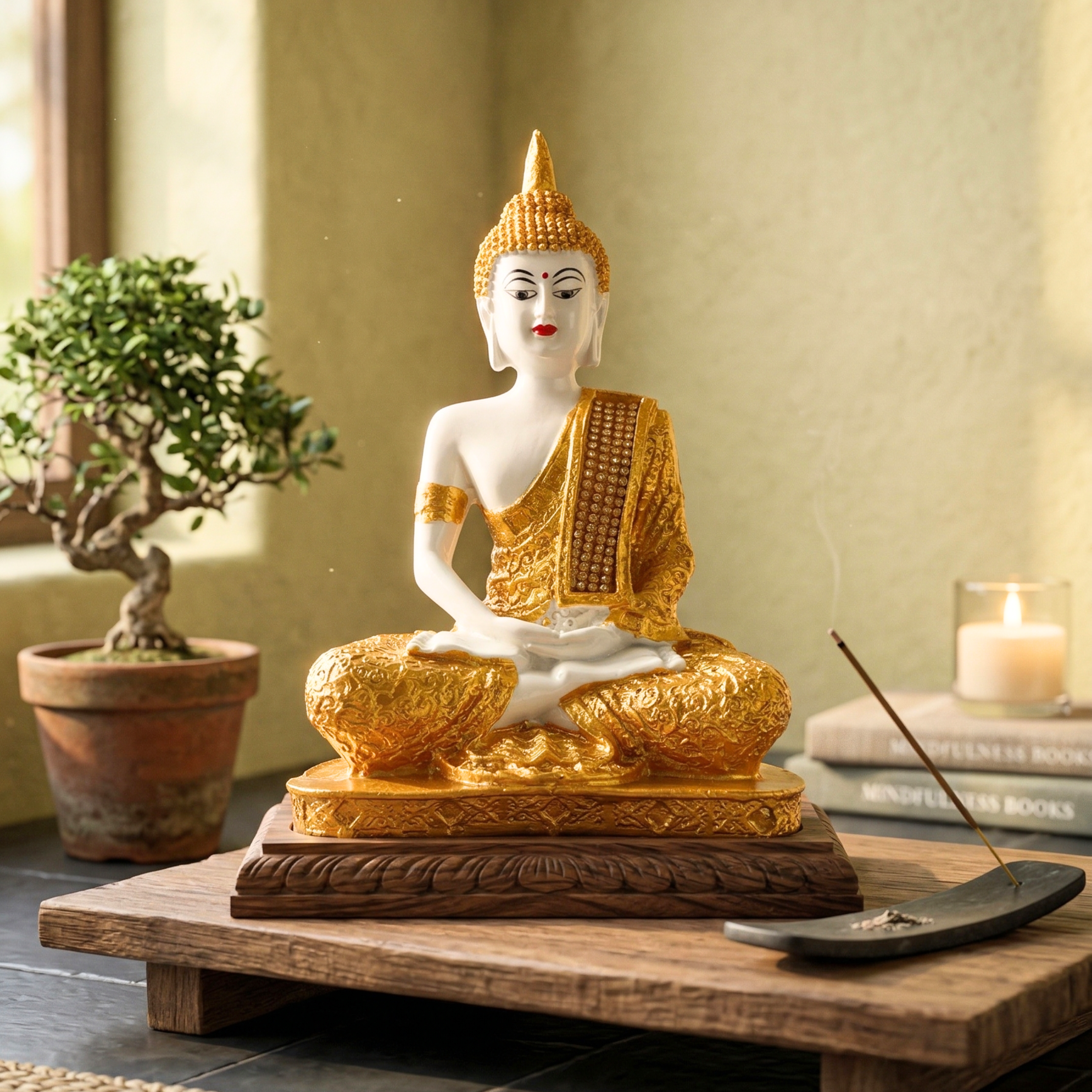 Golden Meditating Buddha Statue – Luxury Spiritual Home Decor