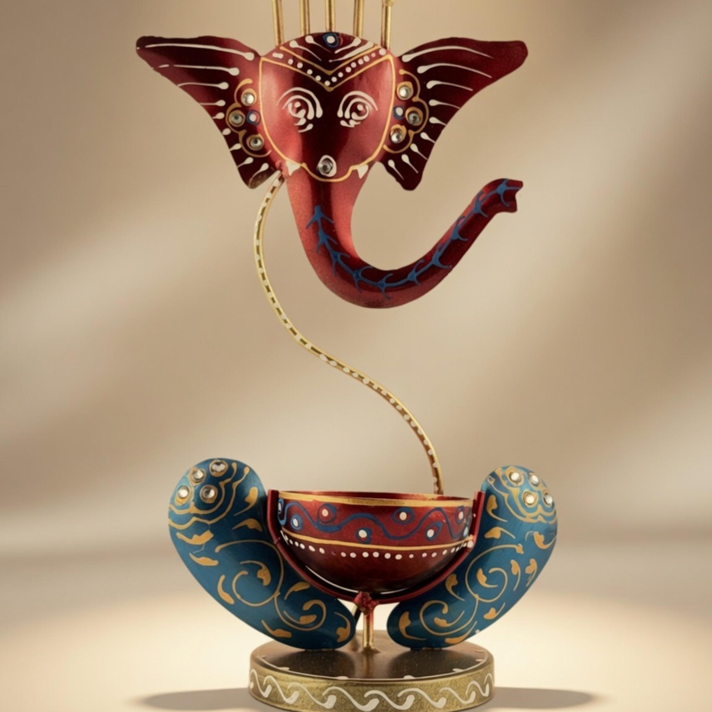 Handmade Metal Elephant Diya Holder – Traditional Home Decor