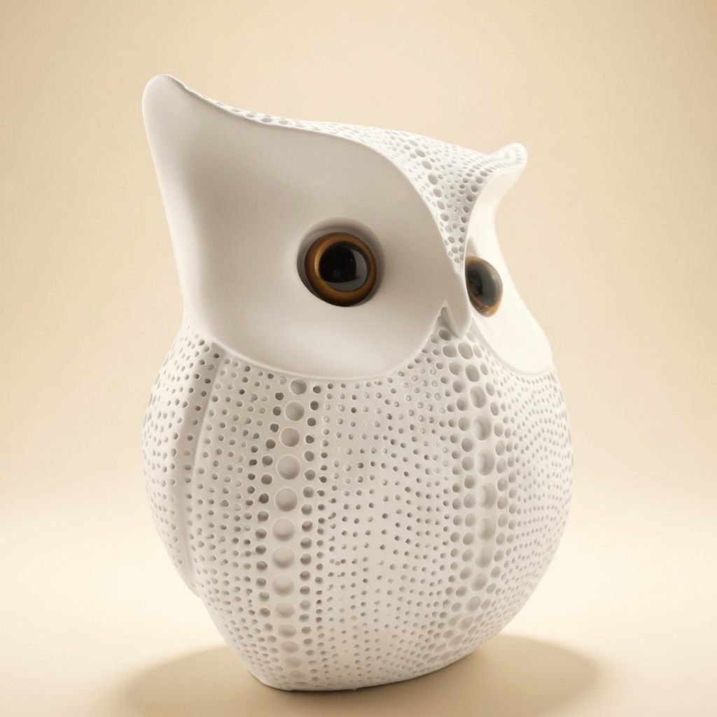Handcrafted Lucky White Owl Showpiece – Premium Table Decor & Auspicious Gift Item | Gulabi Craft