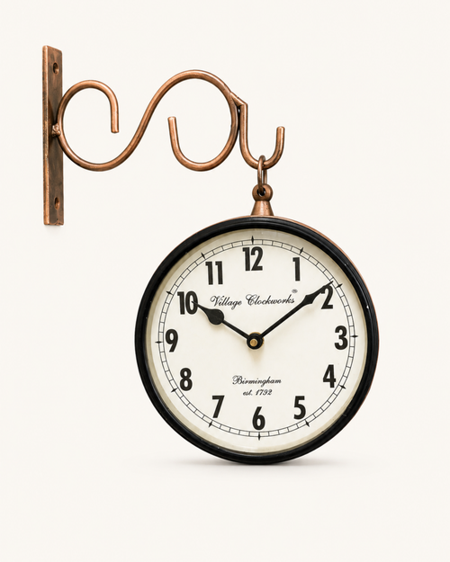 6 Inch Double Face Retro Wall Clock | Antique Silent Station Clock for Living Room Home Decor | Gulabi Craft