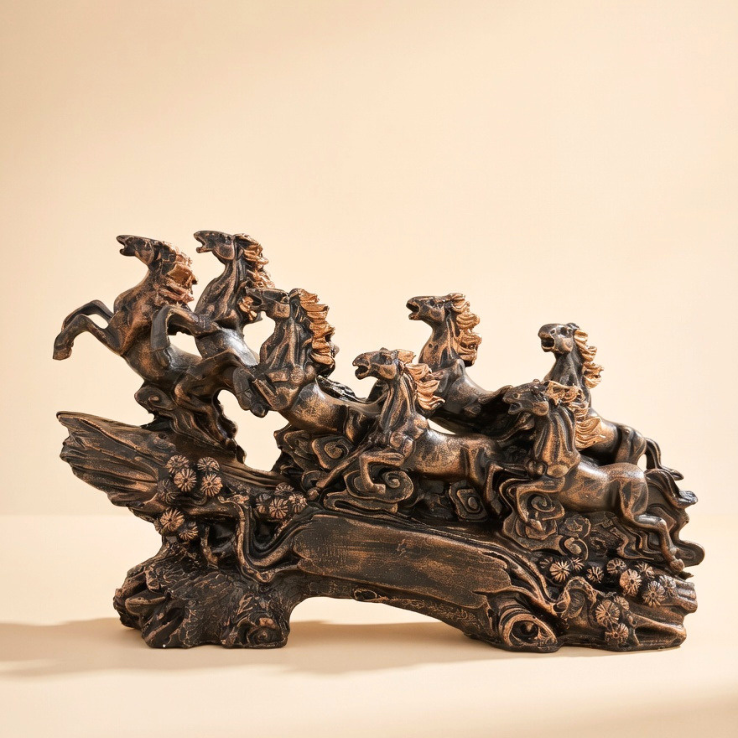 7 Running Horses Showpiece – Antique Bronze Vastu Table Decor for Success & Gifting | Gulabi Craft