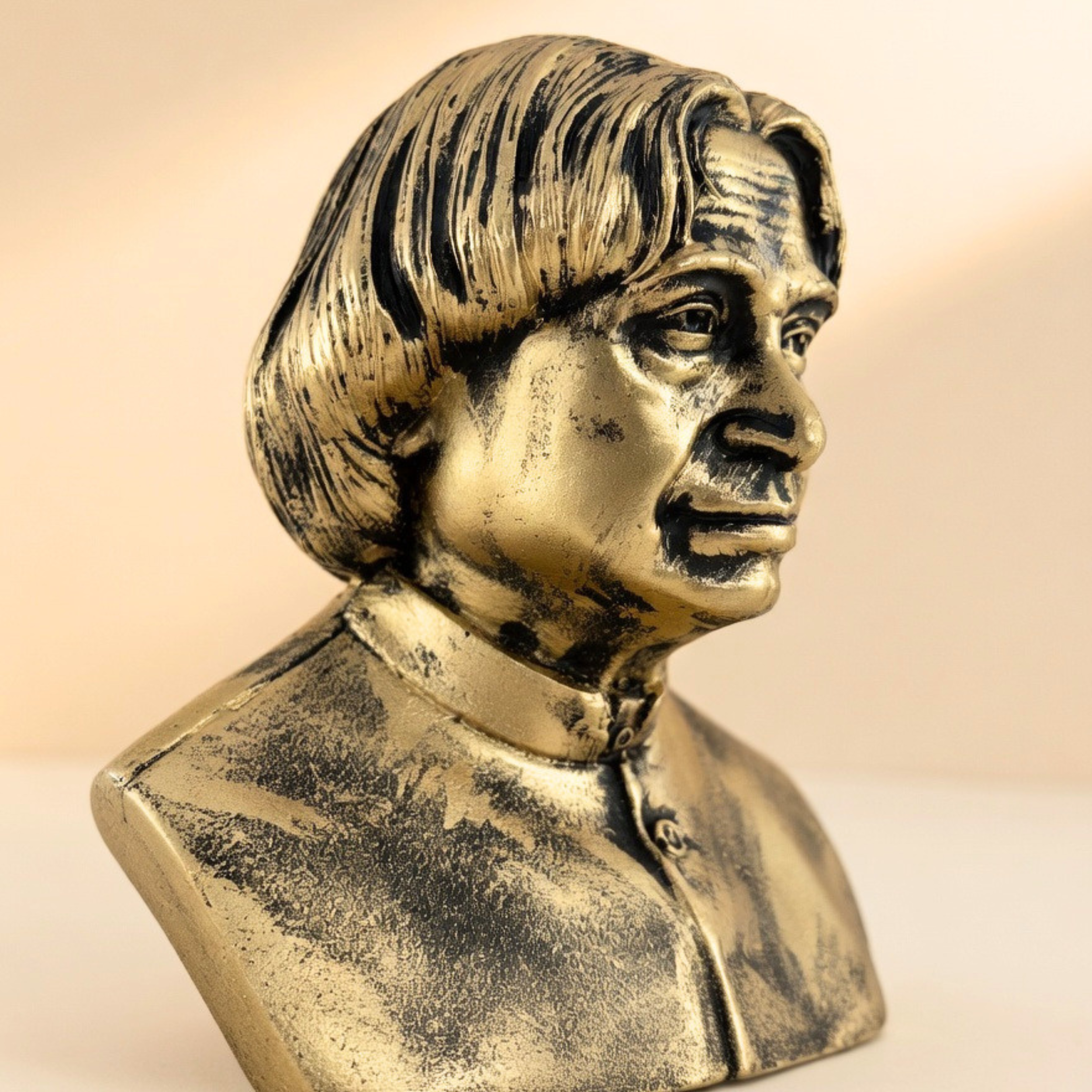 Handcrafted APJ Abdul Kalam Bust Statue - Antique Gold Finish Home & Office Table Decor by Gulabi Craft