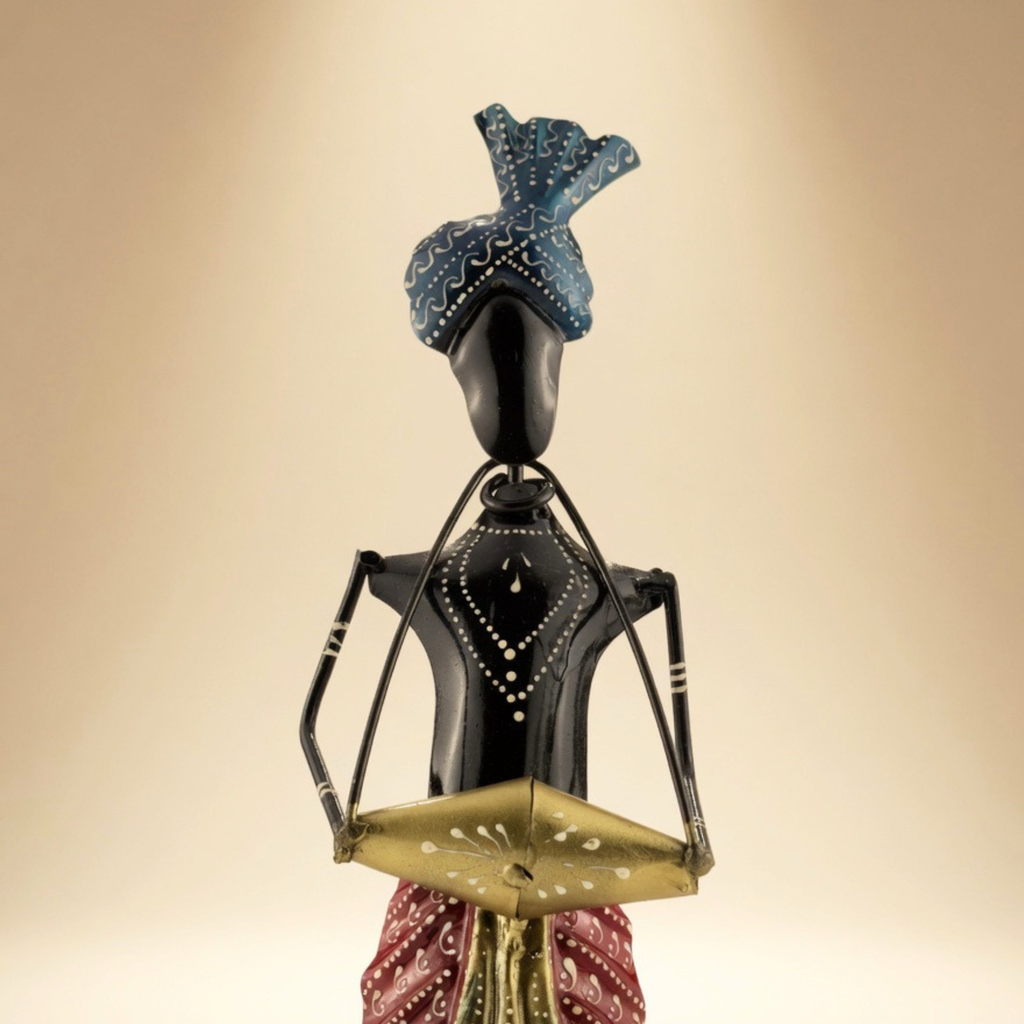 Handcrafted Metal Tribal Musician Figurines Set | Ethnic Home Decor Showpiece