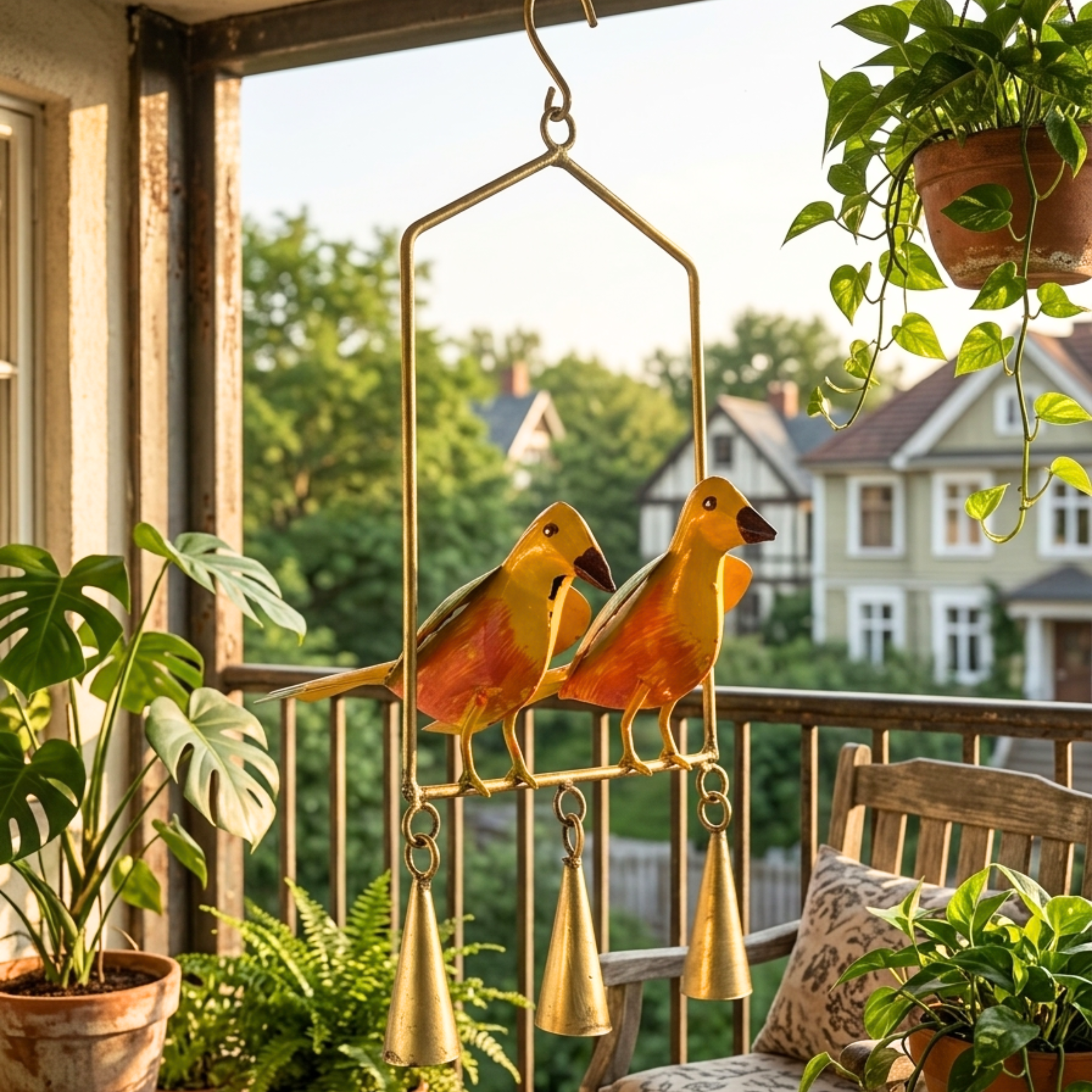 Handmade Metal Bird Wind Chime Hanging Decor for Home & Balcony