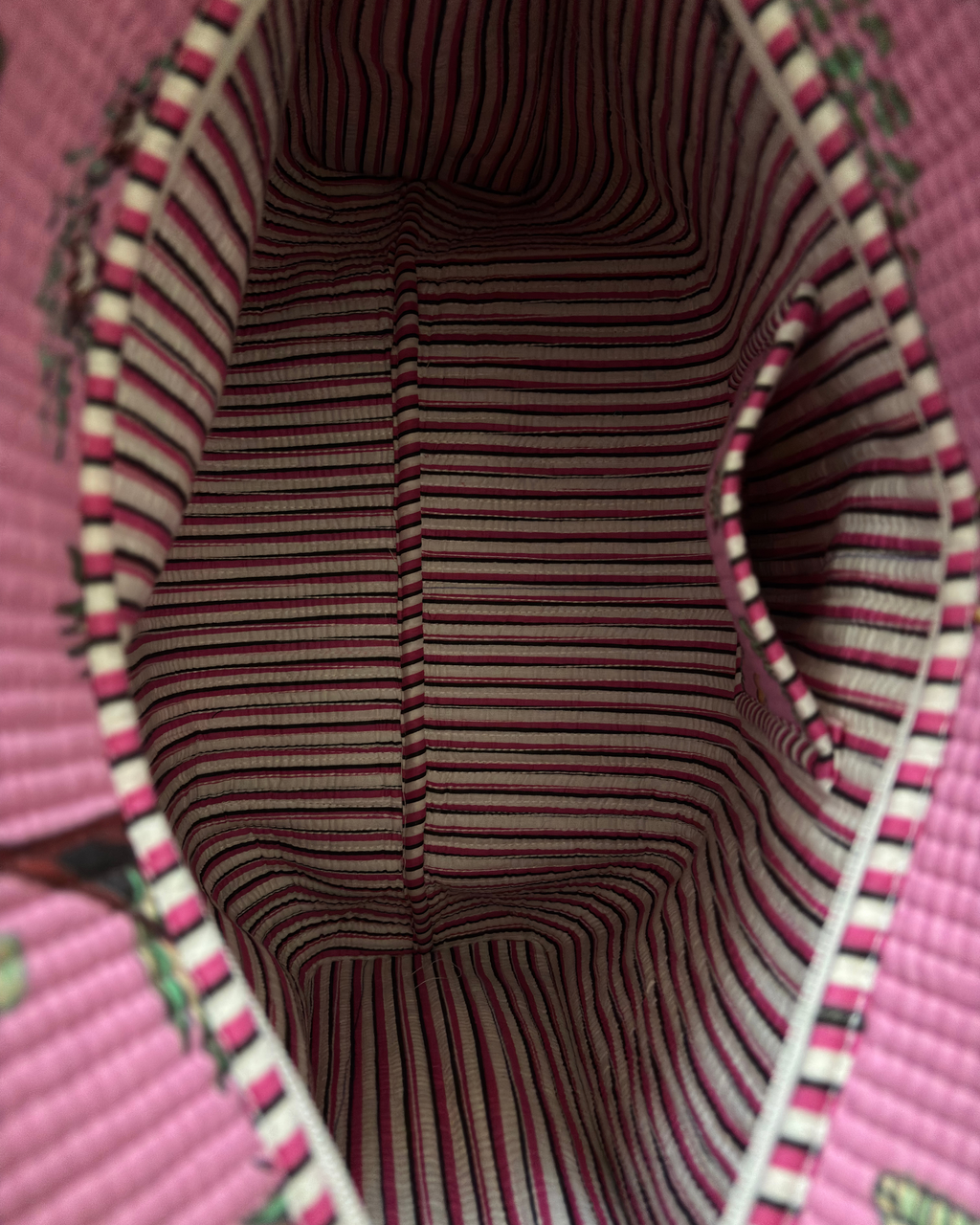 Blossom Pink Exotic Safari Quilted Canvas Tote Bag | Handcrafted Cotton Shoulder Bag with Inner Pocket | Gulabi Craft