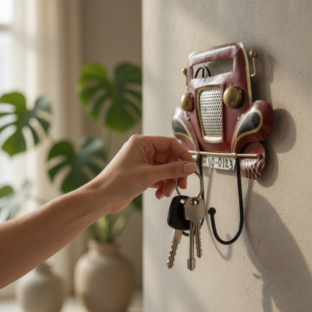 Handcrafted Vintage Car Key Holder – Retro Metal Wall Hook for Entryway Decor & Gifting | Gulabi Craft