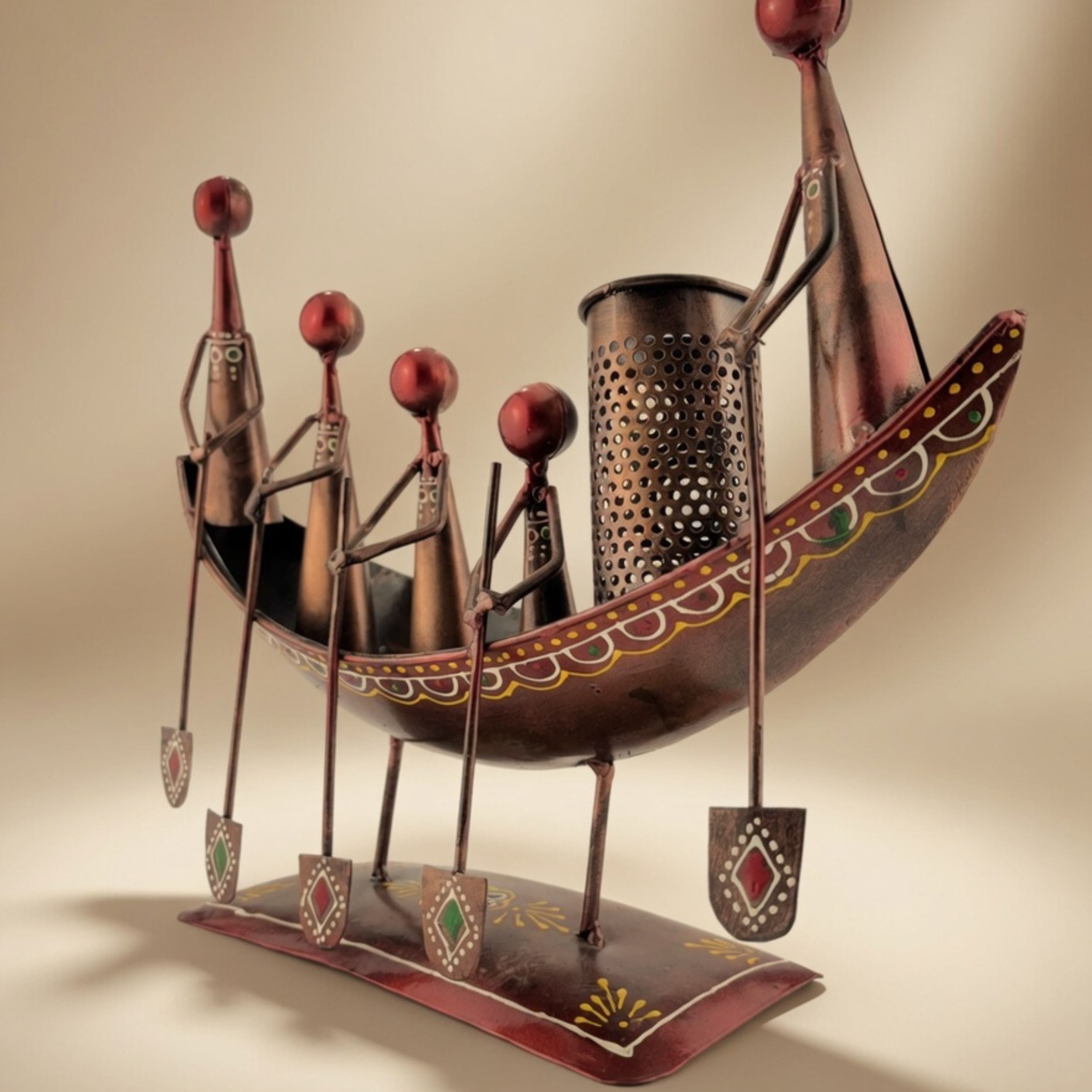 Handmade Metal Tribal Pen Holder – Artistic Desk Organizer Decor