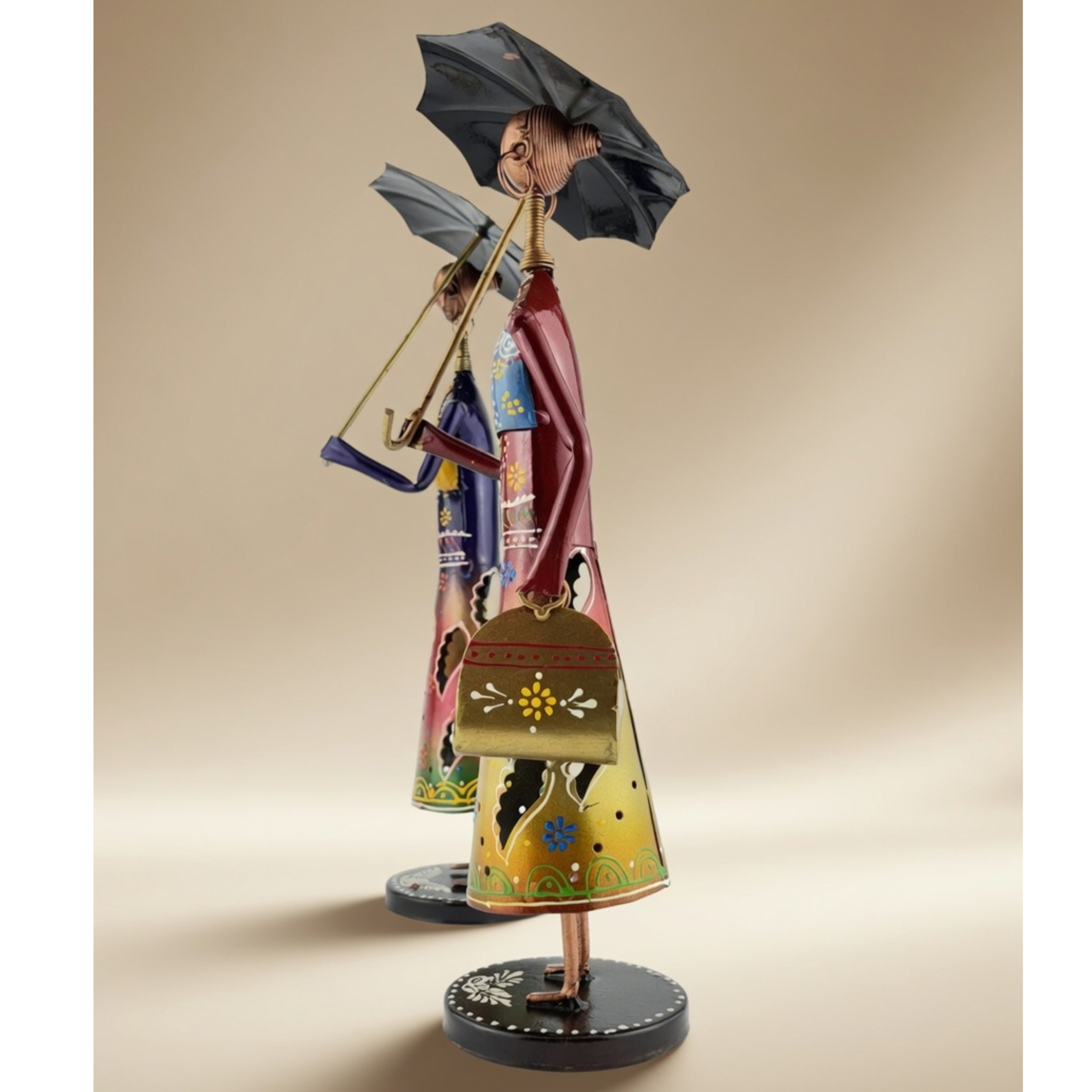 Handmade Metal Couple Showpiece Set – Tribal Home Decor Figurines