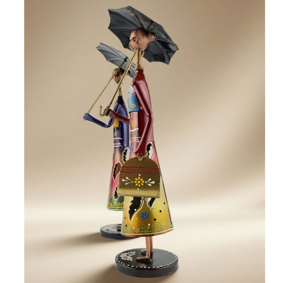 Handmade Metal Couple Showpiece Set – Tribal Home Decor Figurines