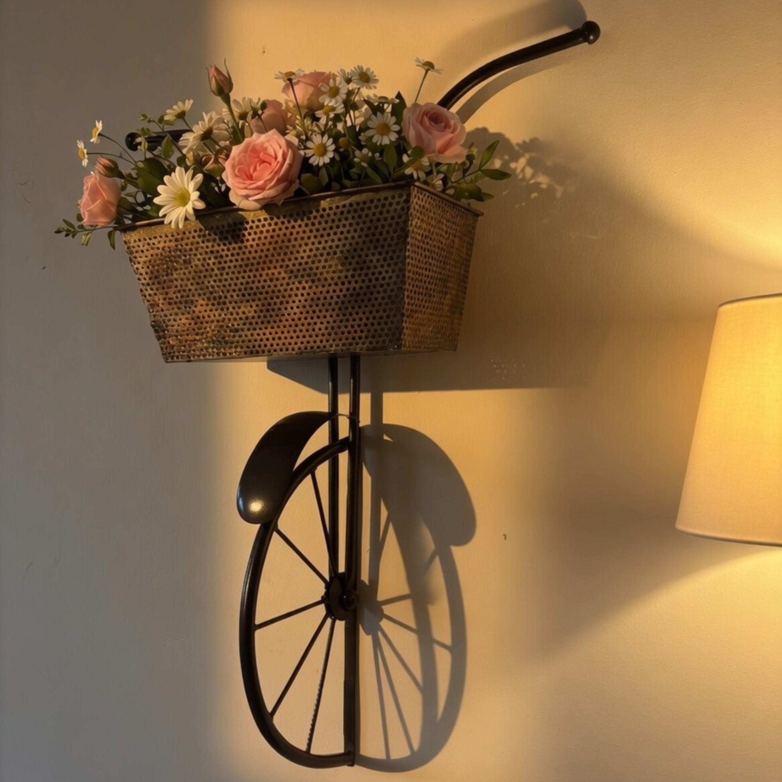Handcrafted Vintage Cycle Wall Planter – Big Metal Bicycle Basket for Home & Balcony Decor | Gulabi Craft