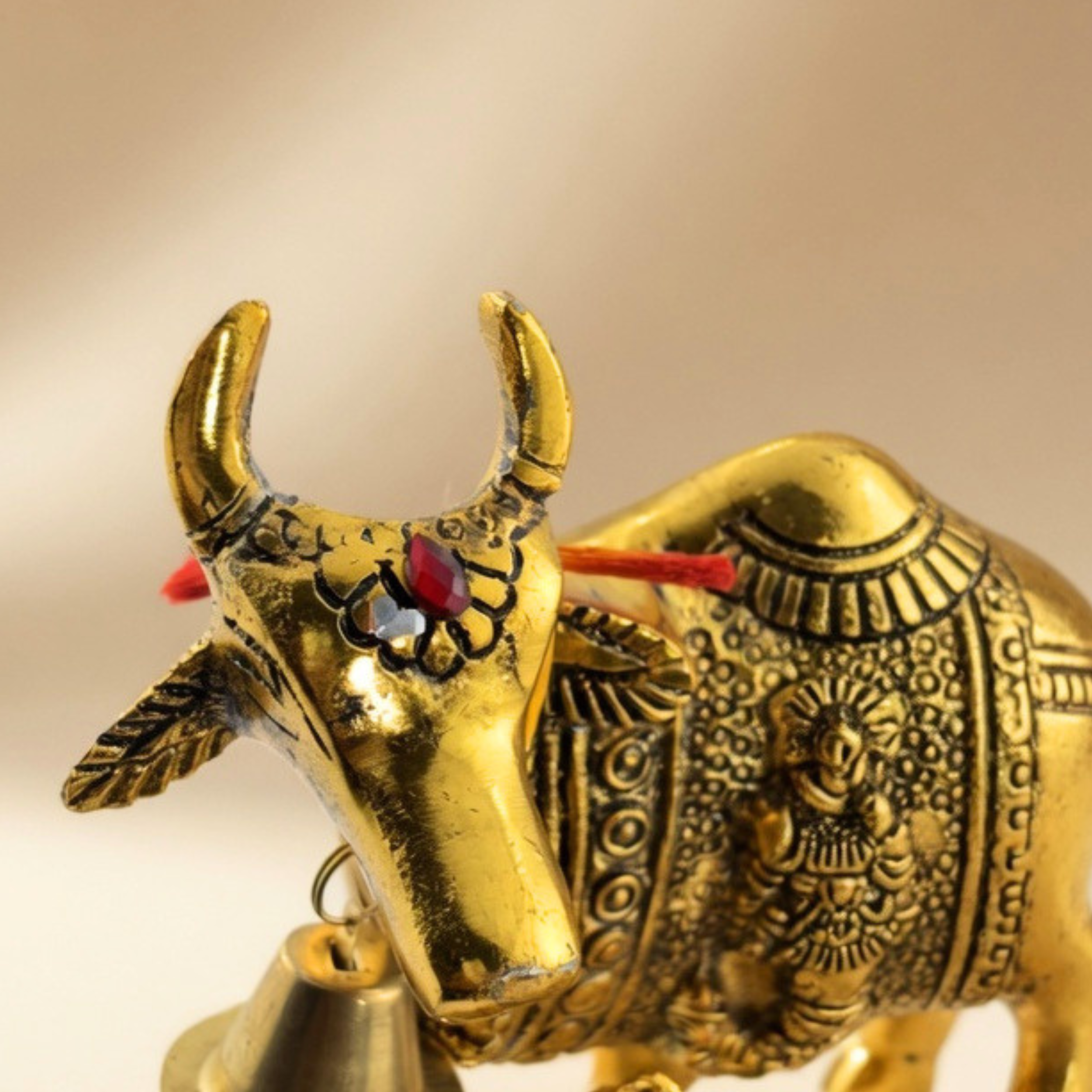 Handcrafted Kamdhenu Cow Idol | Gold Finish Spiritual Vastu Home Decor