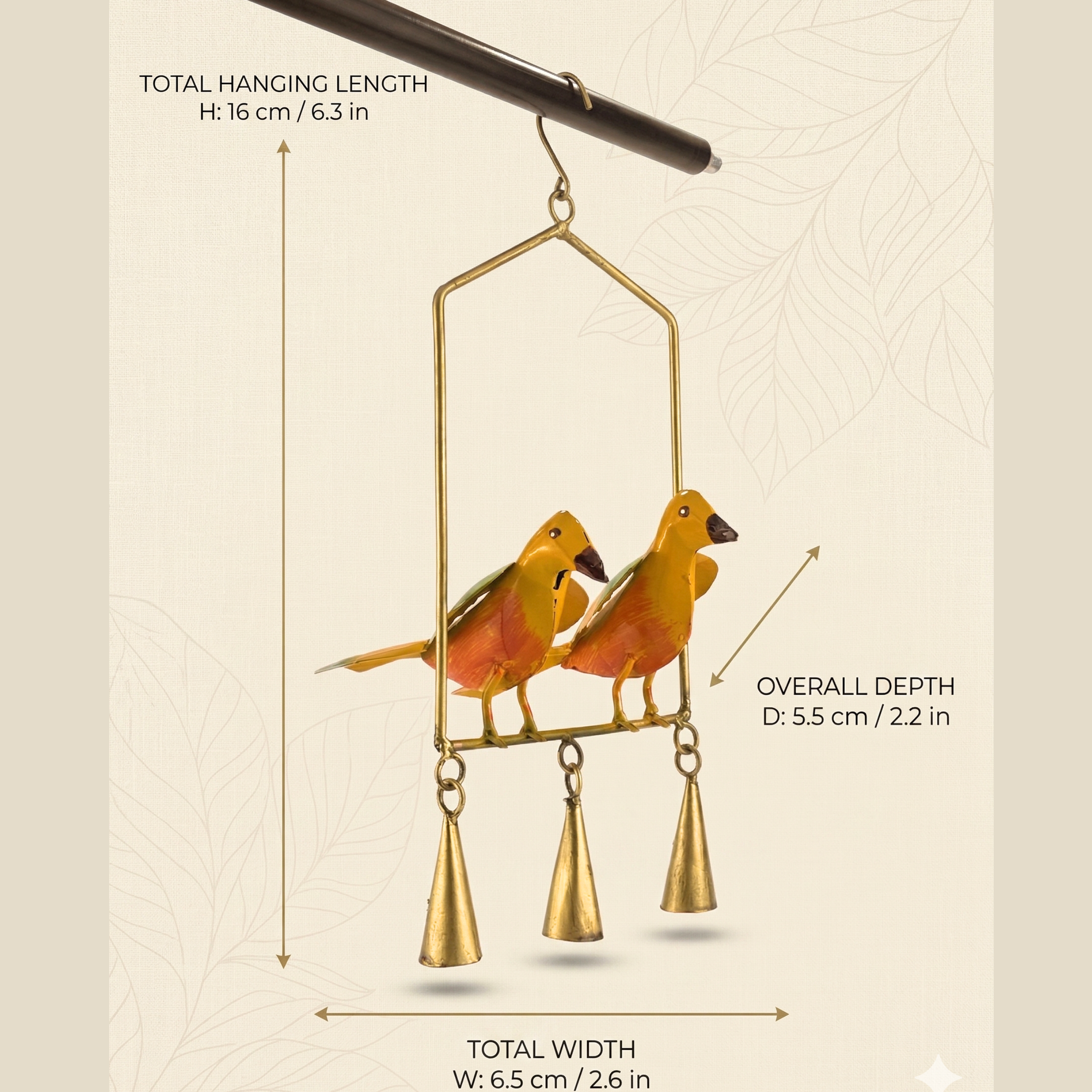 Handmade Metal Bird Wind Chime Hanging Decor for Home & Balcony