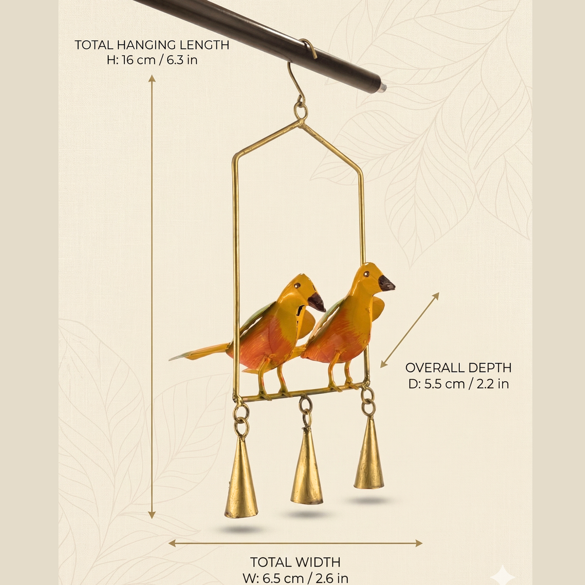 Handmade Metal Bird Wind Chime Hanging Decor for Home & Balcony