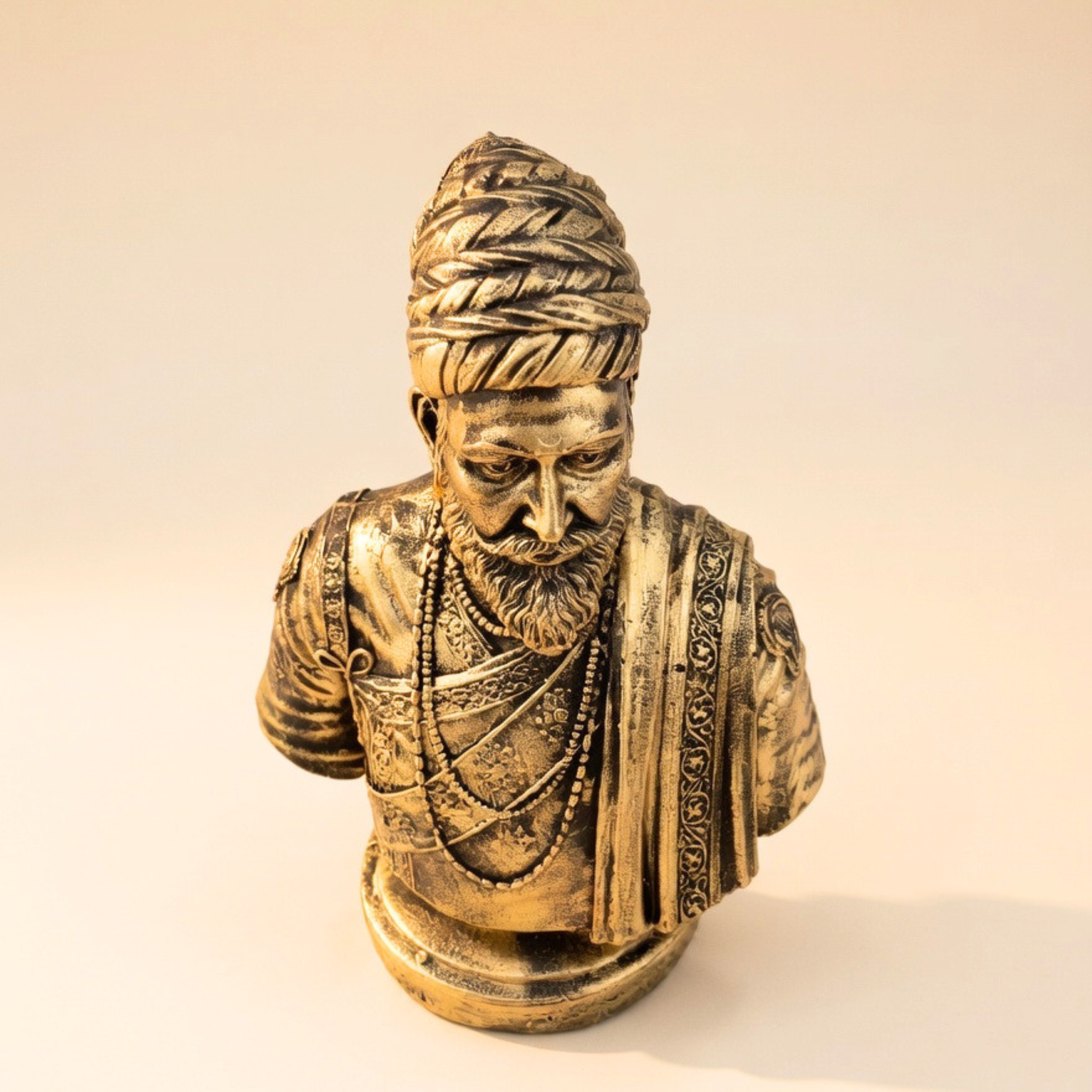 Chhatrapati Shivaji Maharaj Bust Statue Antique Gold Handcrafted&nbsp; Home Decor | Gulabi Craft