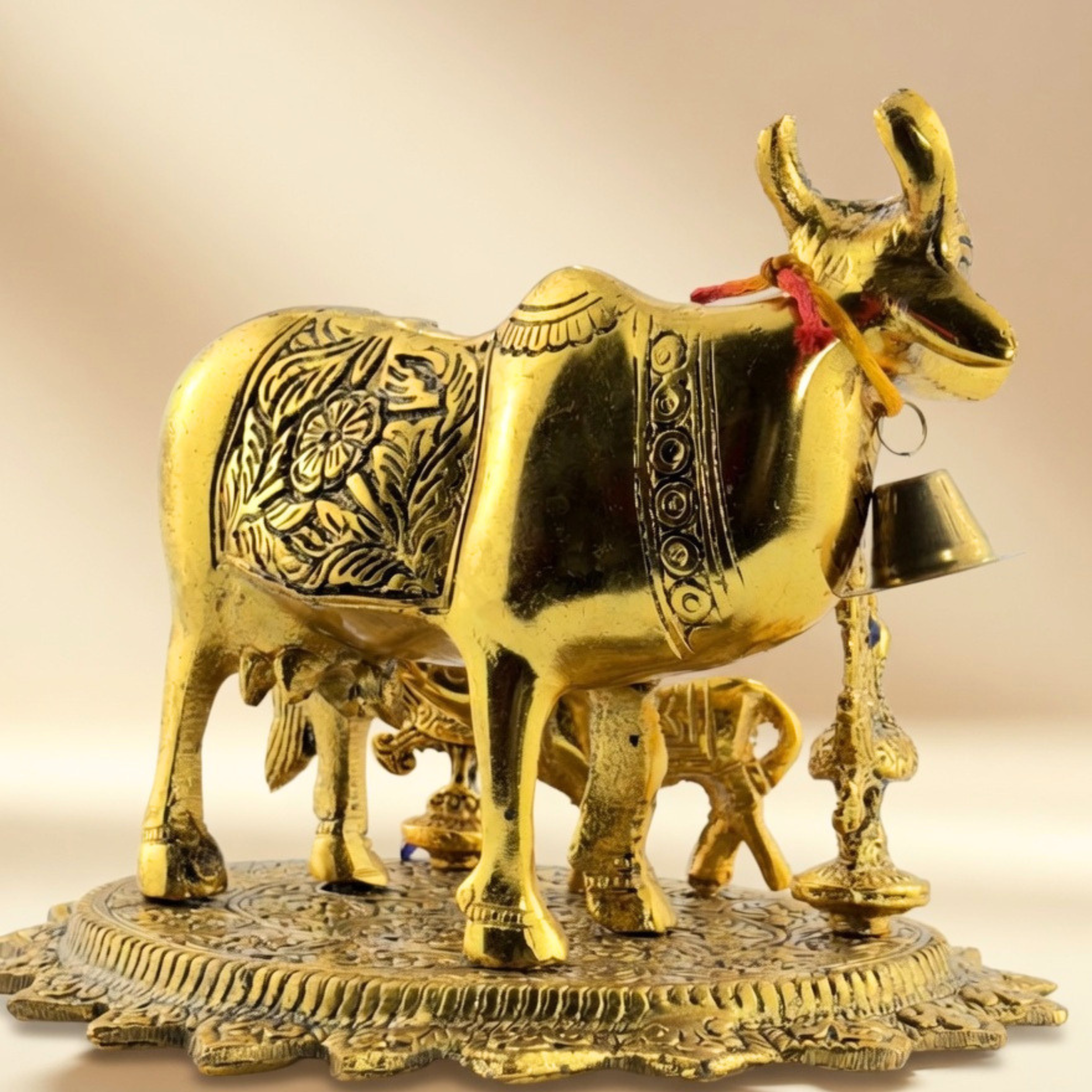 Handcrafted Kamdhenu Cow Idol | Gold Finish Spiritual Vastu Home Decor
