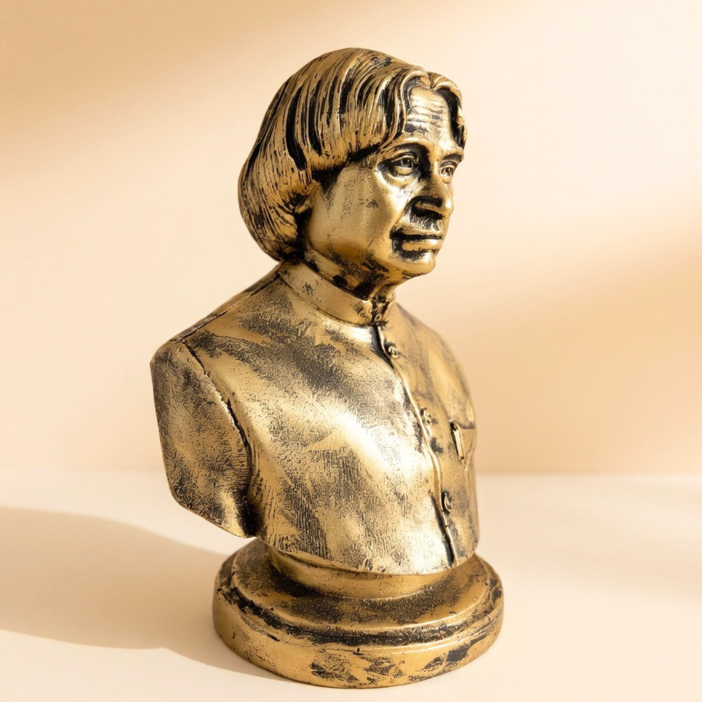 Handcrafted APJ Abdul Kalam Bust Statue - Antique Gold Finish Home & Office Table Decor by Gulabi Craft