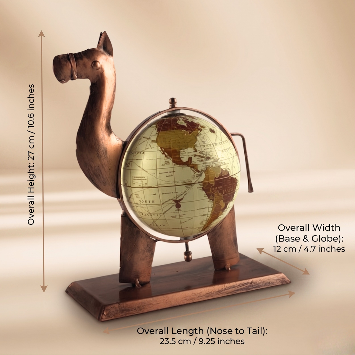 Handmade Camel Globe Showpiece – Vintage World Map Decor for Home & Office | Gulabi Craft