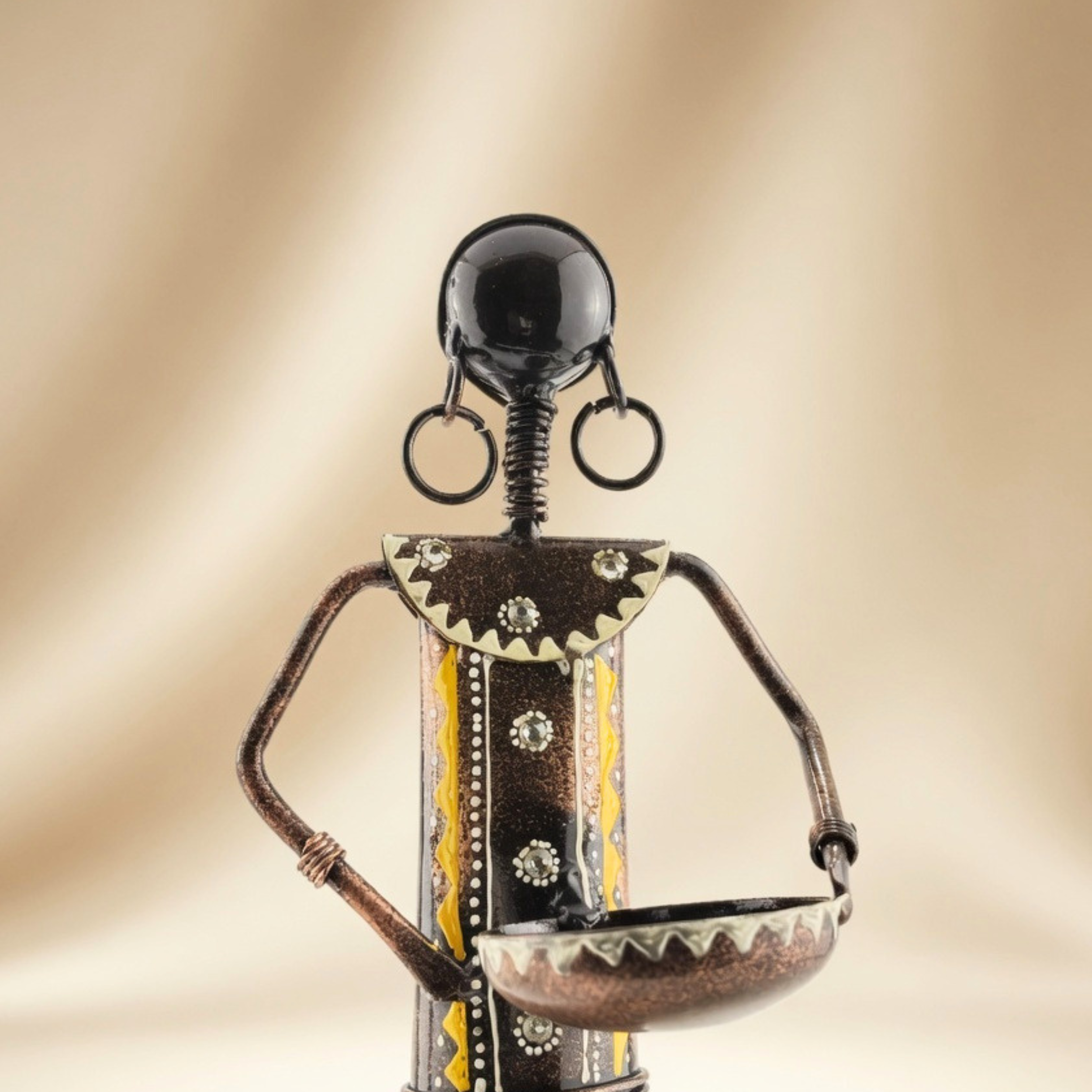 Handmade Tribal Luber Lady Metal Figurine Set – Ethnic Home Decor