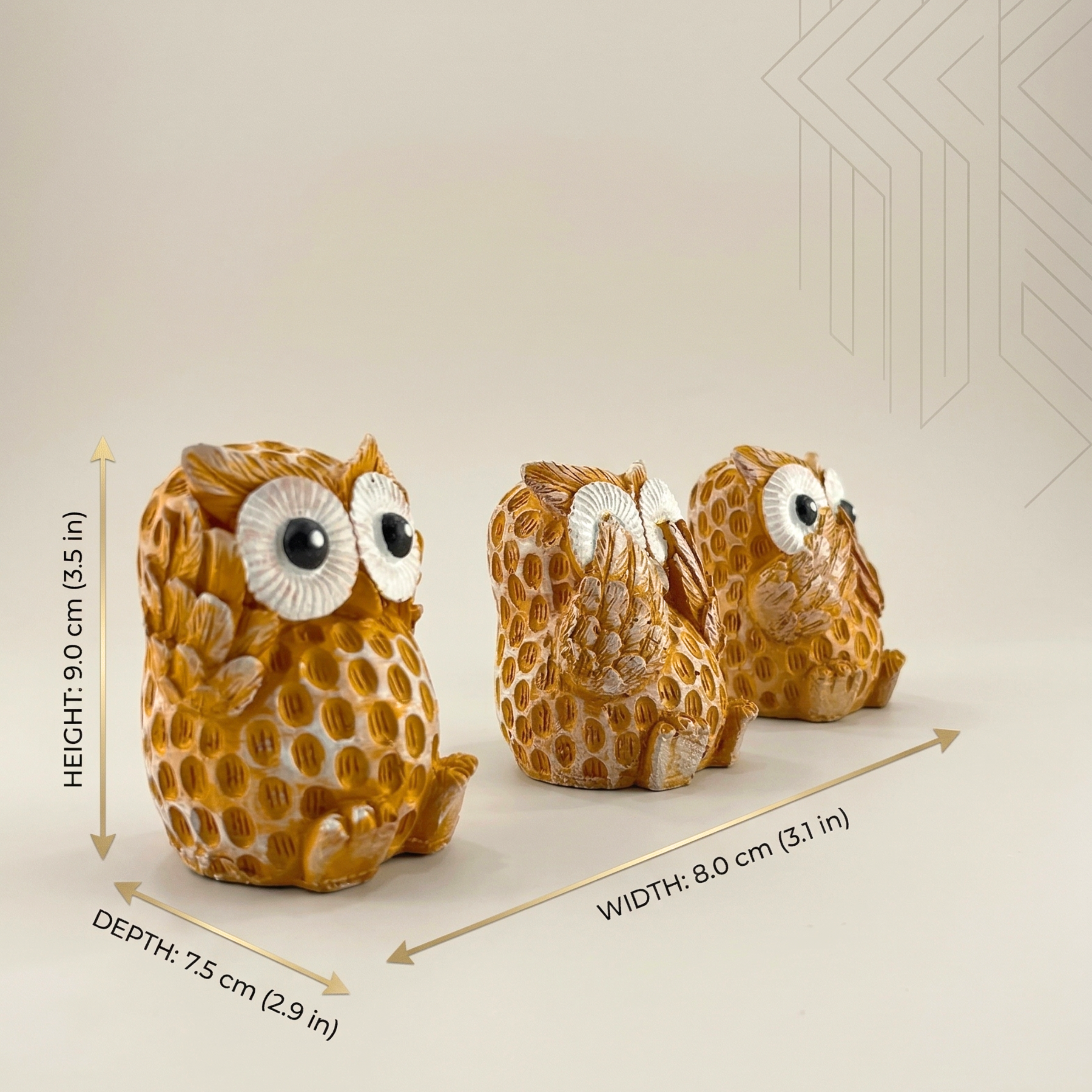 Handmade Owl Figurine Set – Cute Resin Home Decor Showpiece