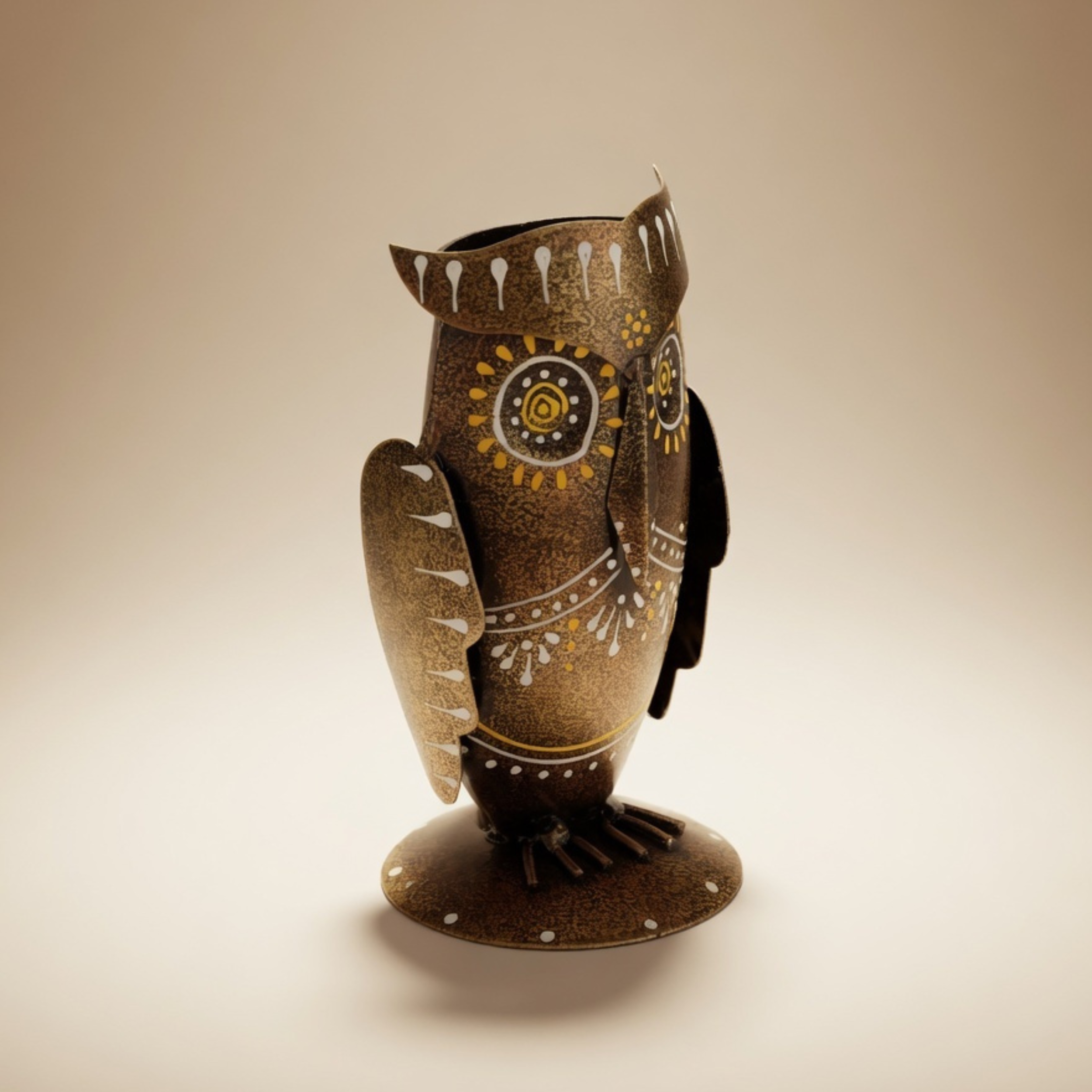 Handmade Metal Owl Pen Stand – Decorative Desk Organizer | Unique Office Decor