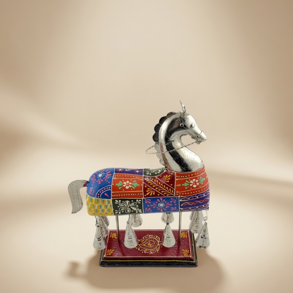 Metal Horse Decor Showpiece – Indian Ethnic Handcrafted Home Decoration