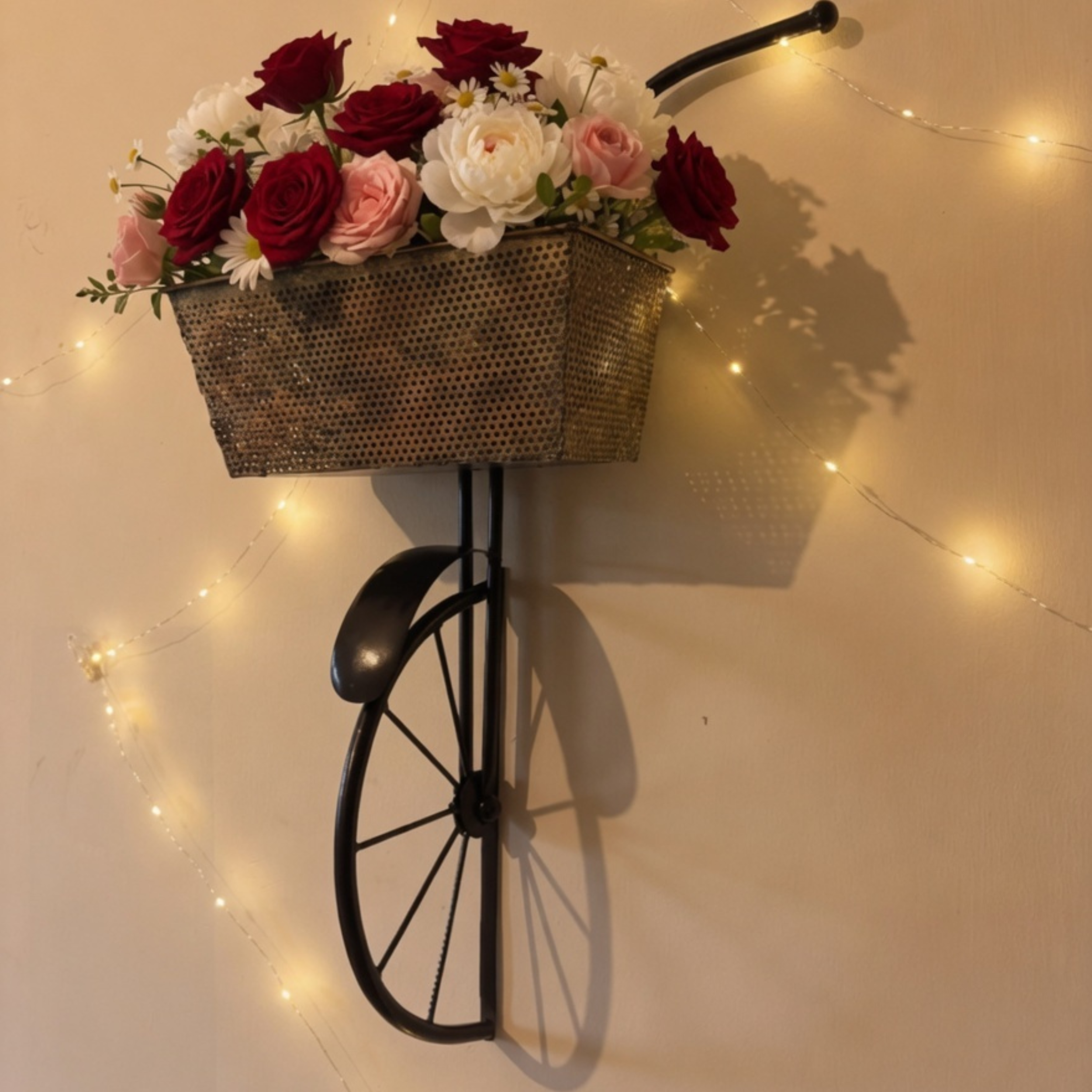Handcrafted Vintage Cycle Wall Planter – Big Metal Bicycle Basket for Home & Balcony Decor | Gulabi Craft