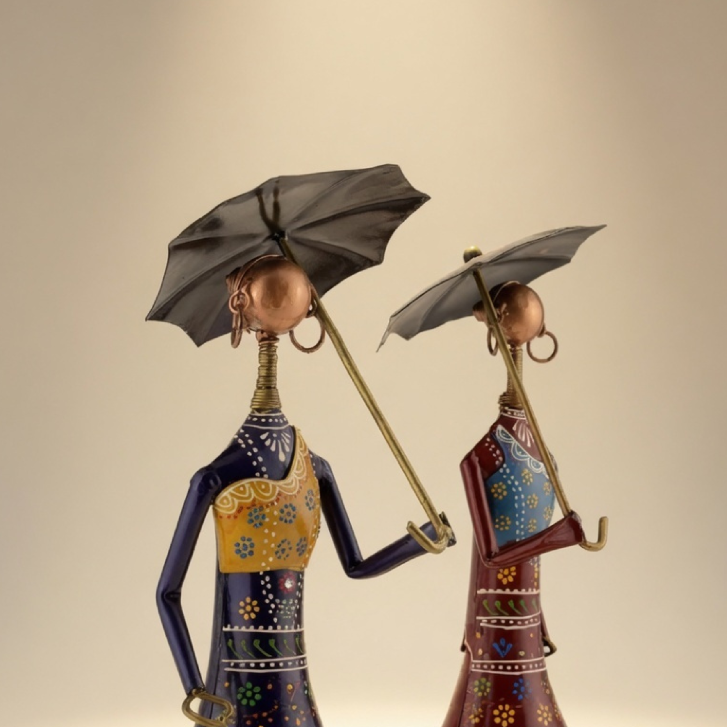 Handmade Metal Couple Showpiece Set – Tribal Home Decor Figurines