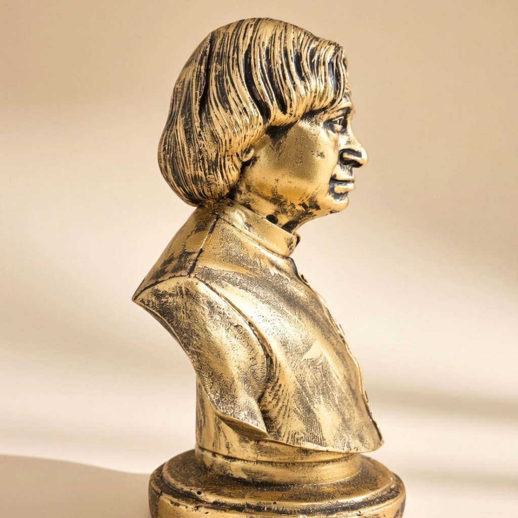 Handcrafted APJ Abdul Kalam Bust Statue - Antique Gold Finish Home & Office Table Decor by Gulabi Craft