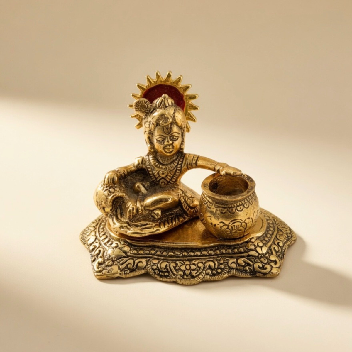 Handcrafted Matka Gopal Idol – Antique Gold Laddu Gopal Krishna for Pooja Room &Premium Gifting | Gulabi Craft