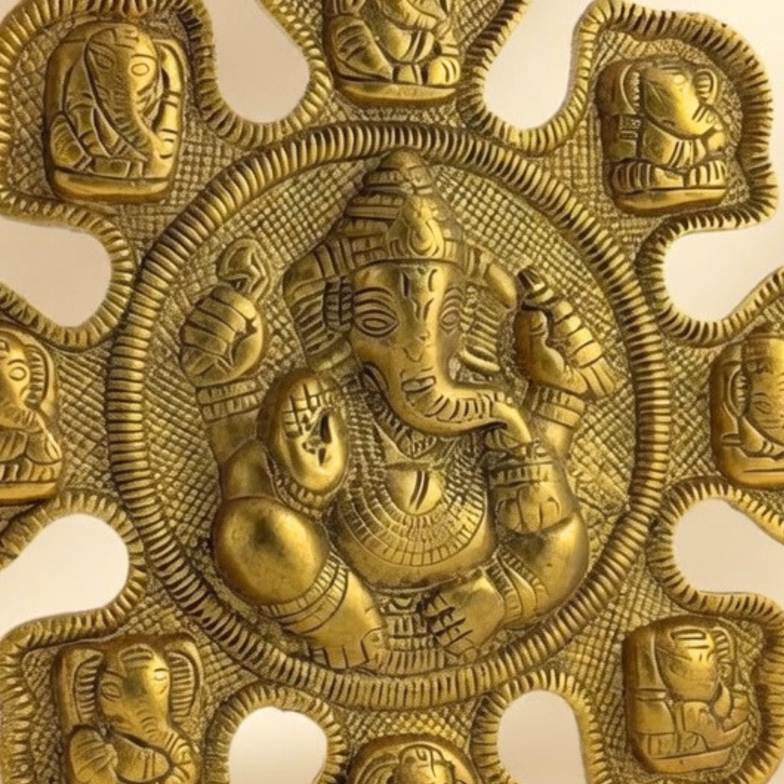 Multi Ganesha Wall Decor Panel | Handcrafted Spiritual Wall Hanging