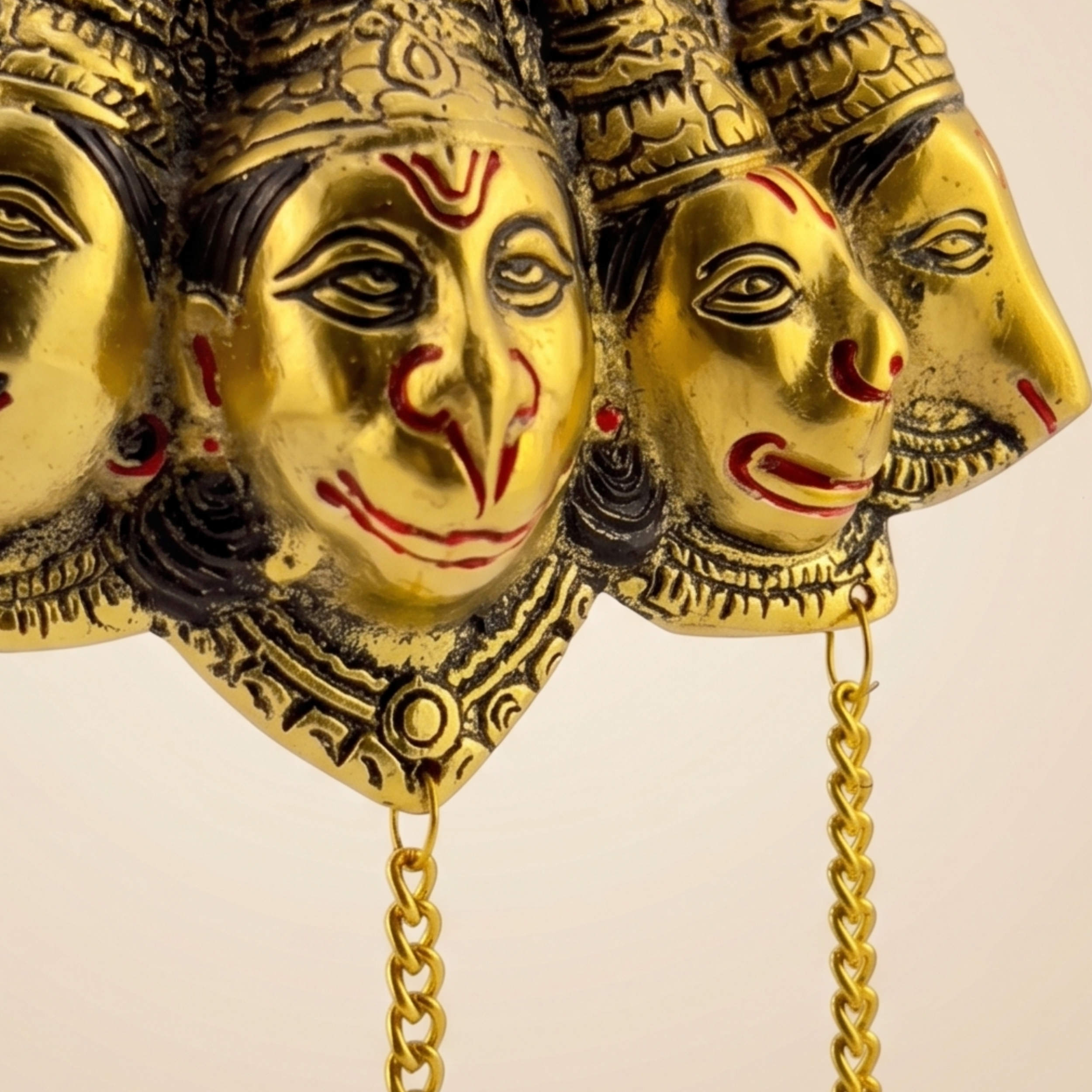 Handcrafted Panchmukhi Hanuman Wall Hanging – Antique Gold Metal Vastu Decor Spiritual Gift Item | Gulabi Craft