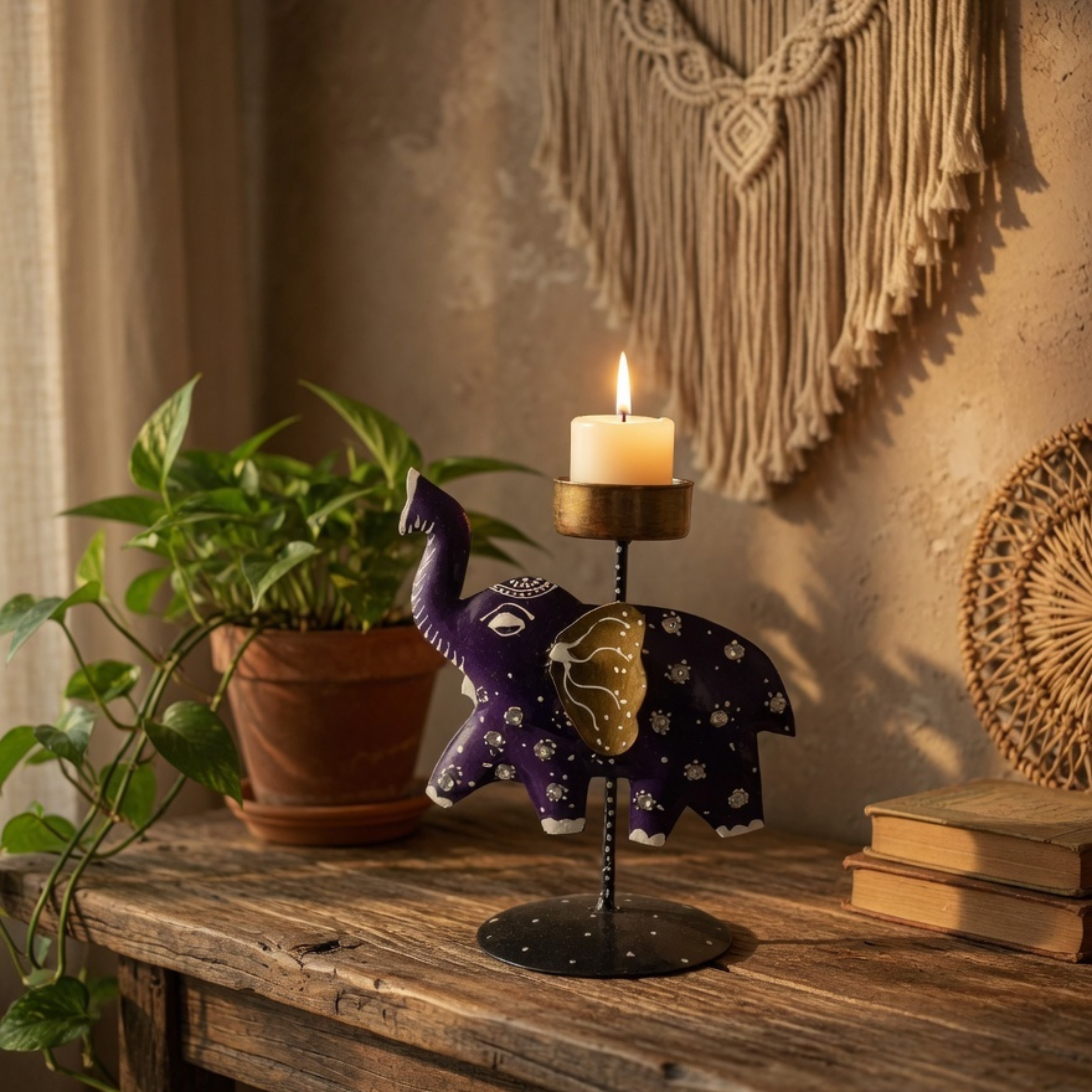 Handmade Metal Elephant Candle Holder – Ethnic Home Decor