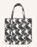 Classic Black and White Zebra Quilted Canvas Tote Bag | Handcrafted Cotton Shoulder Bag with Inner Pocket | Gulabi Craft
